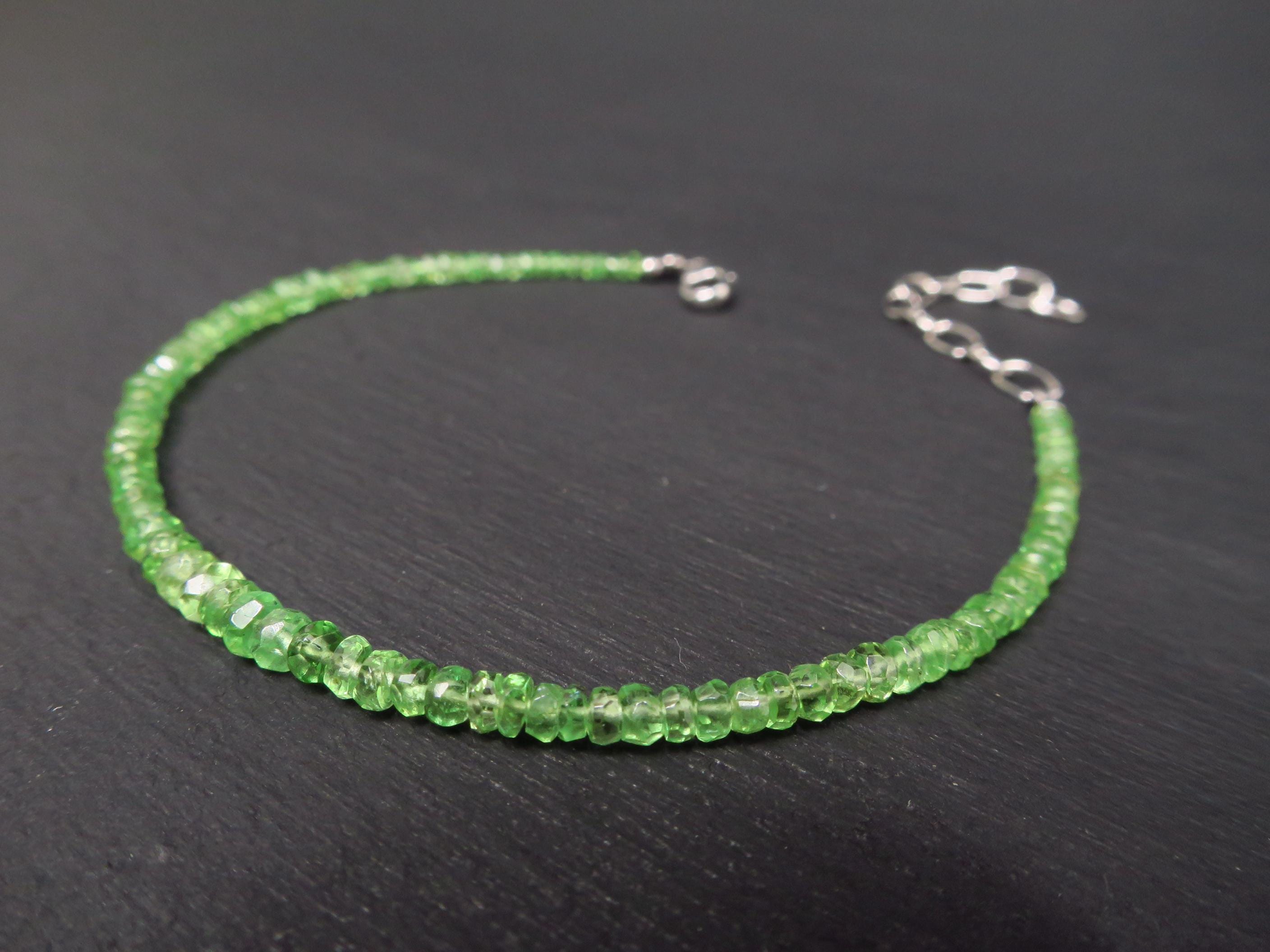 Tsavorit Armband facettiert mit 925 Silber Verschluss