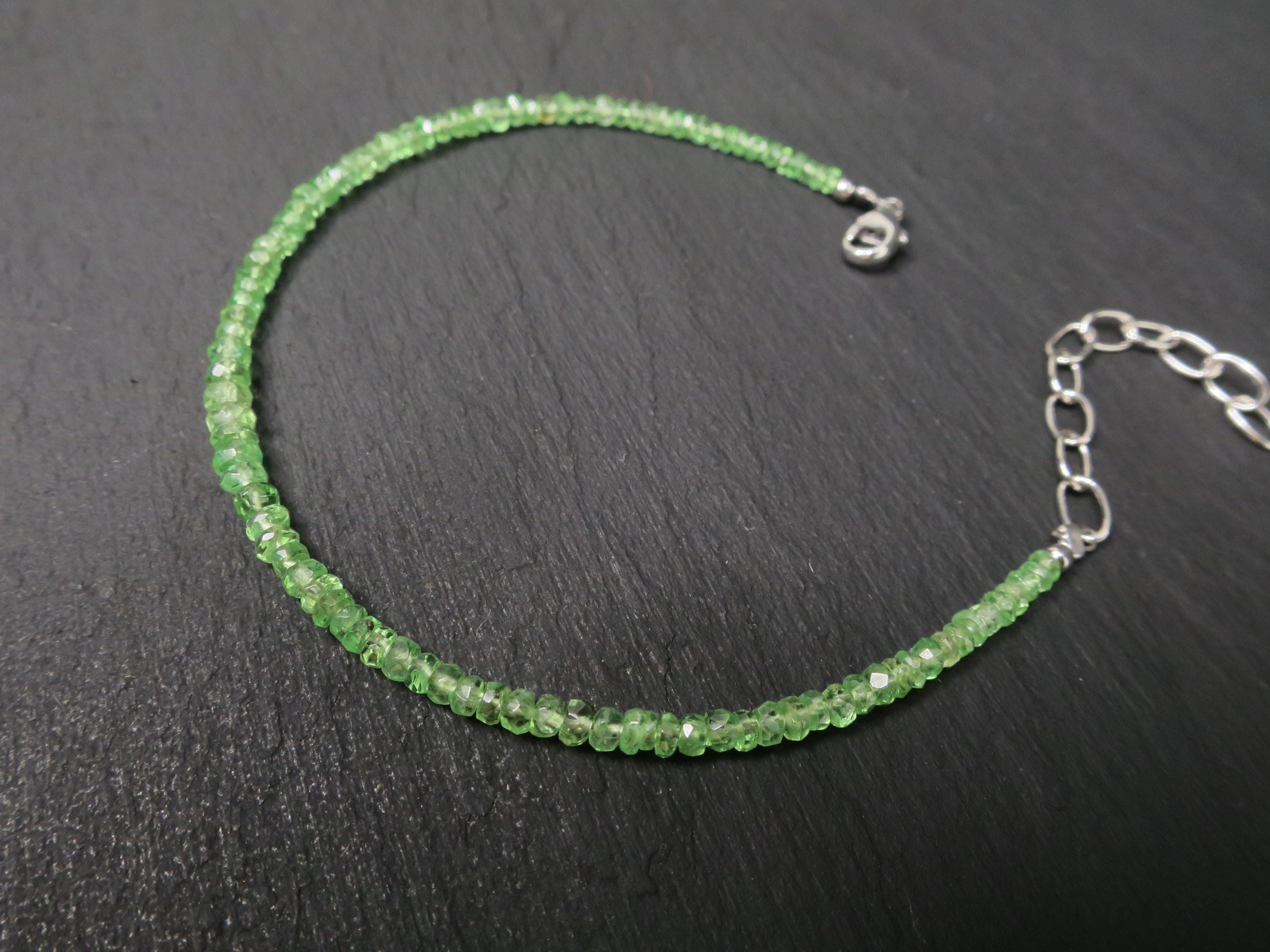 Tsavorit Armband facettiert mit 925 Silber Verschluss