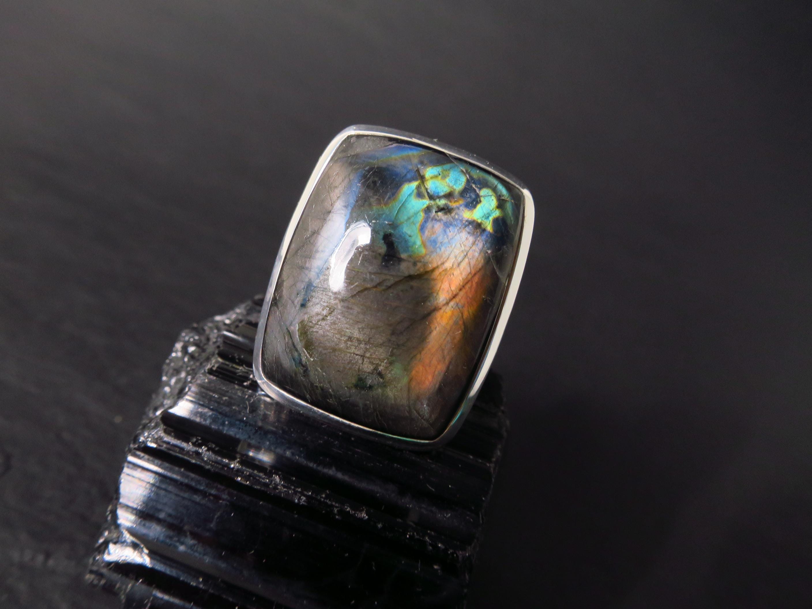 Spektrolith Ring Größe 8,5 Sterling Silber Finnland