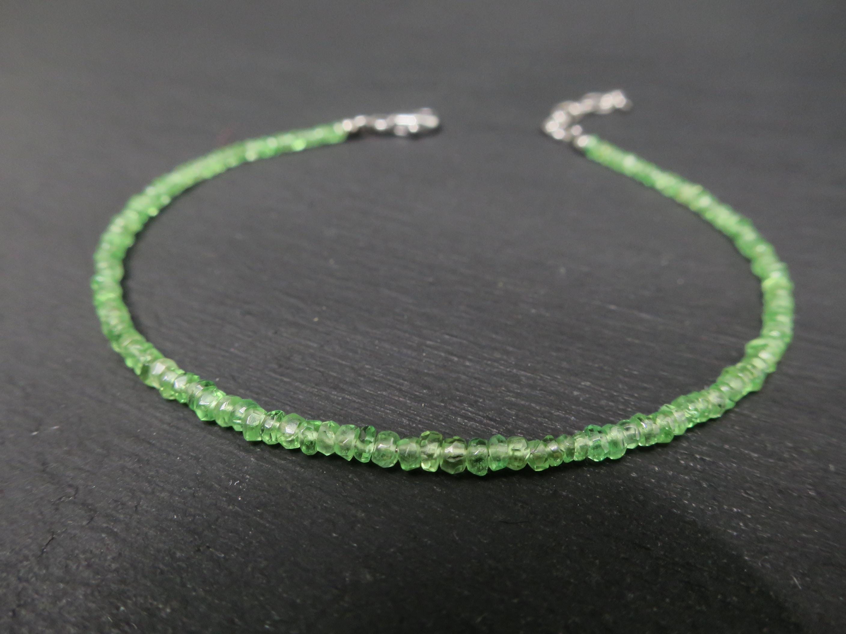 Tsavorit Armband facettiert 17-19.5 cm mit 925 Silber