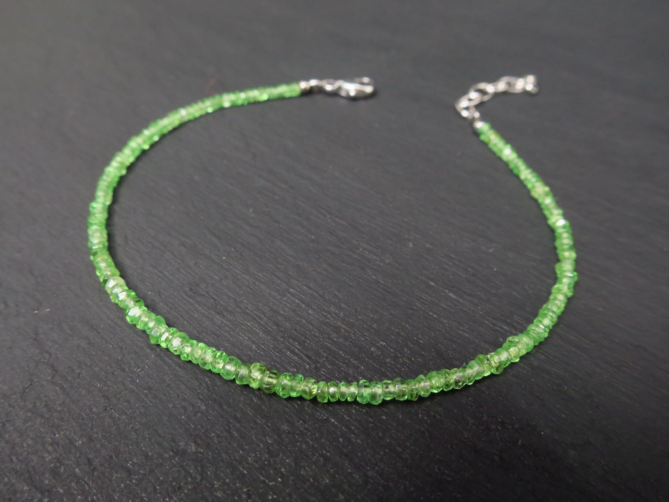 Tsavorit Armband facettiert 17-19.5 cm mit 925 Silber