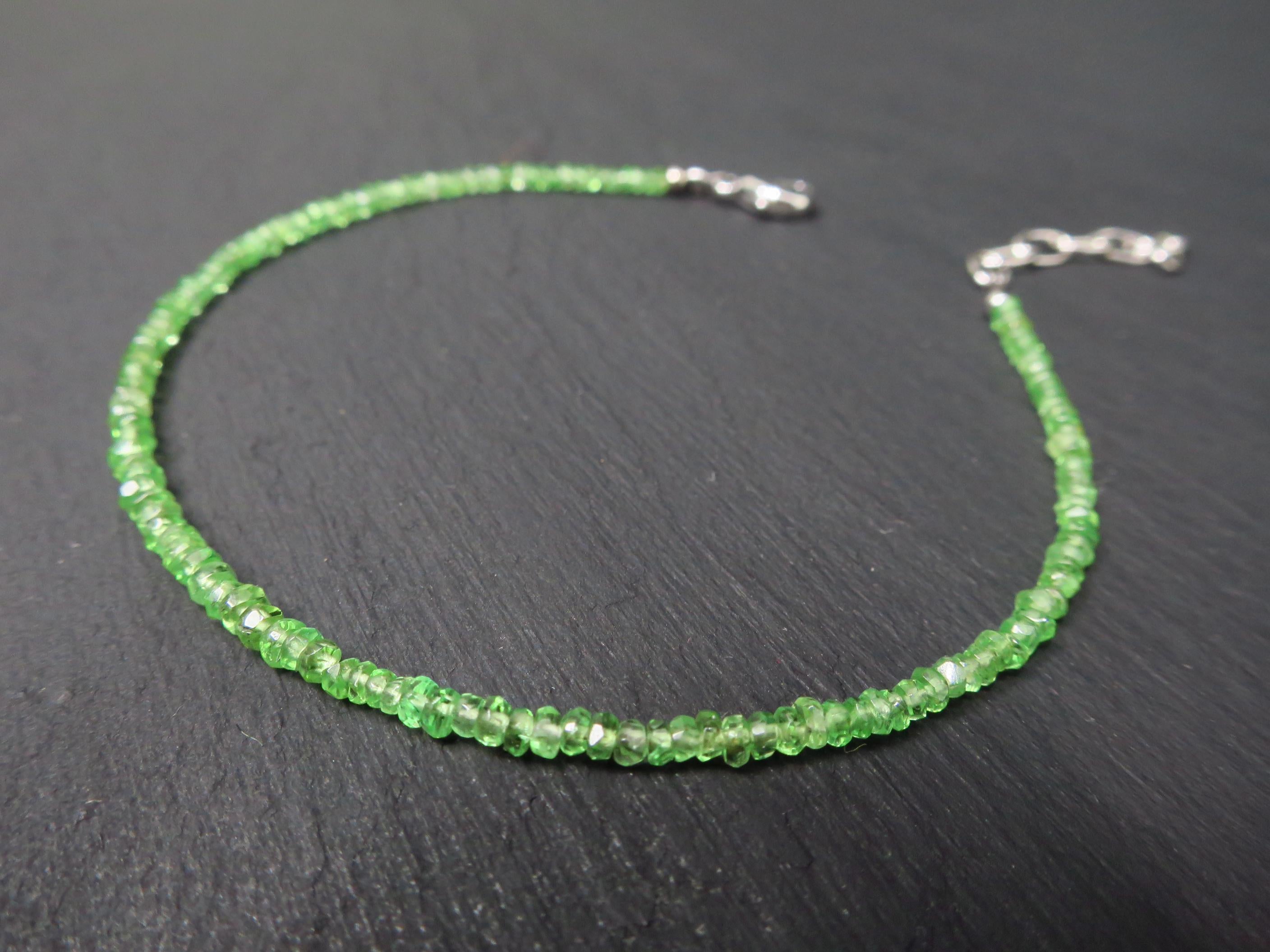 Tsavorit Armband facettiert 17-19.5 cm mit 925 Silber