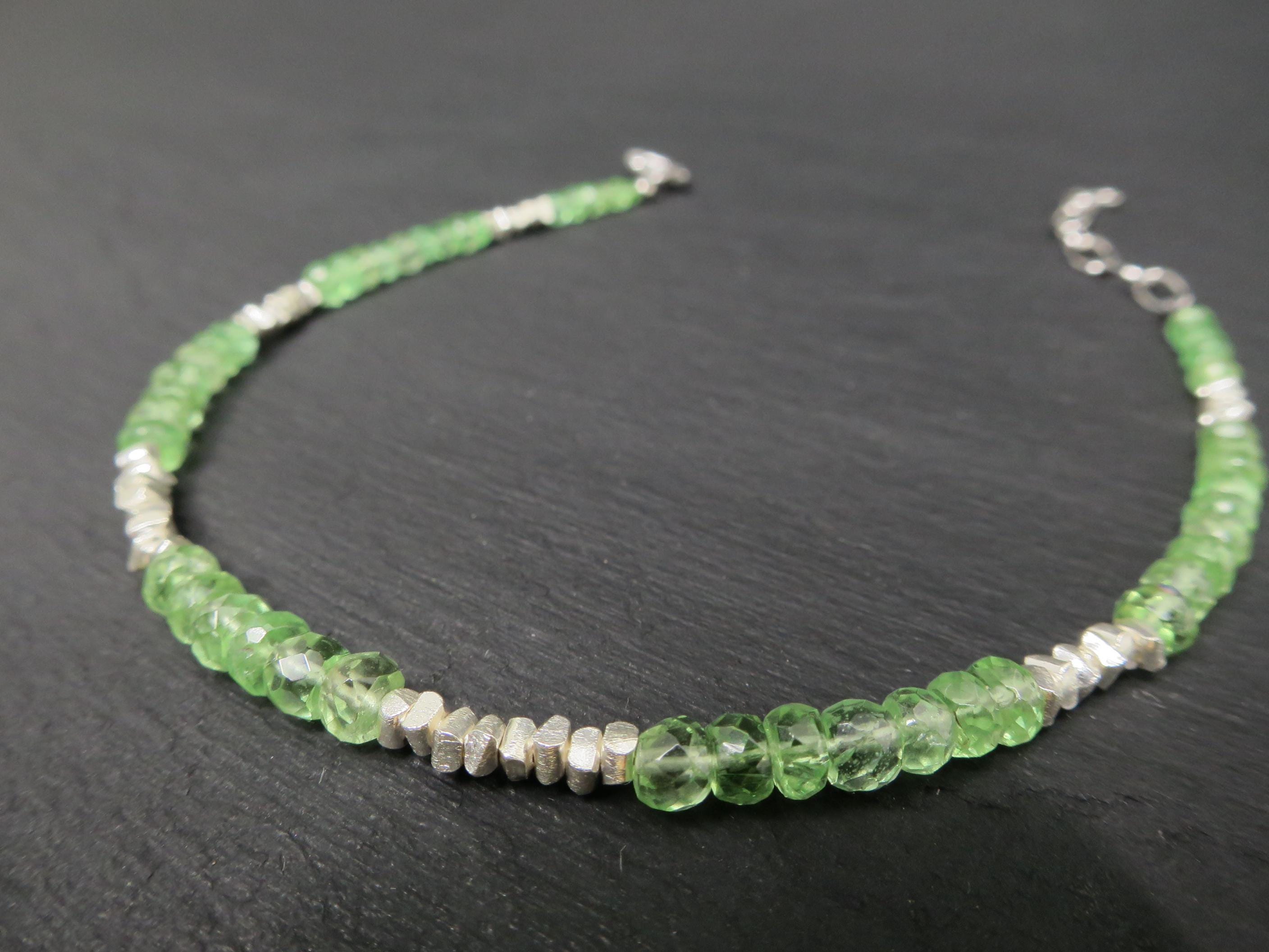 Tsavorit Armband facettiert mit Sterling Silber Details