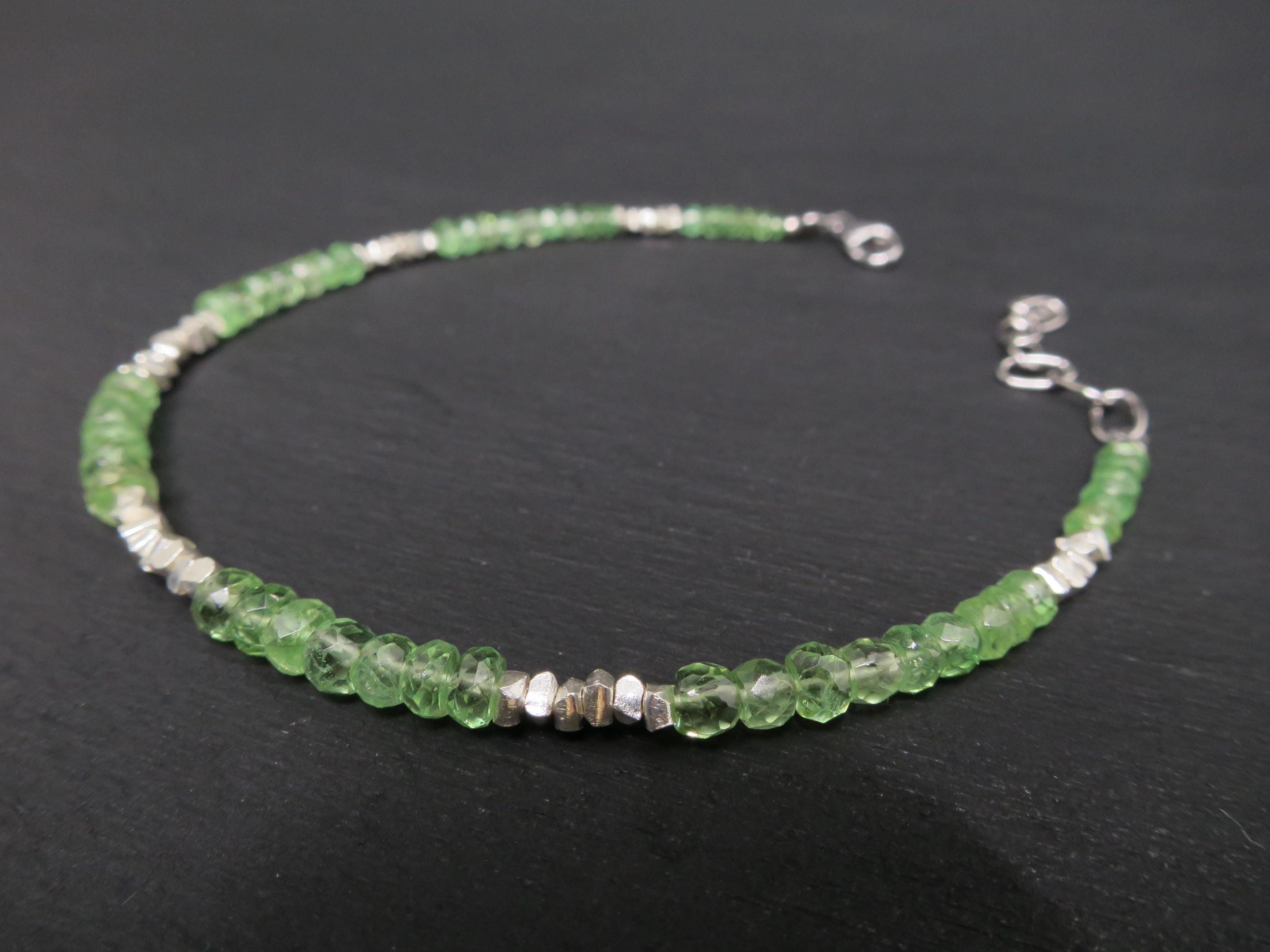 Tsavorit Armband facettiert mit Sterling Silber Details