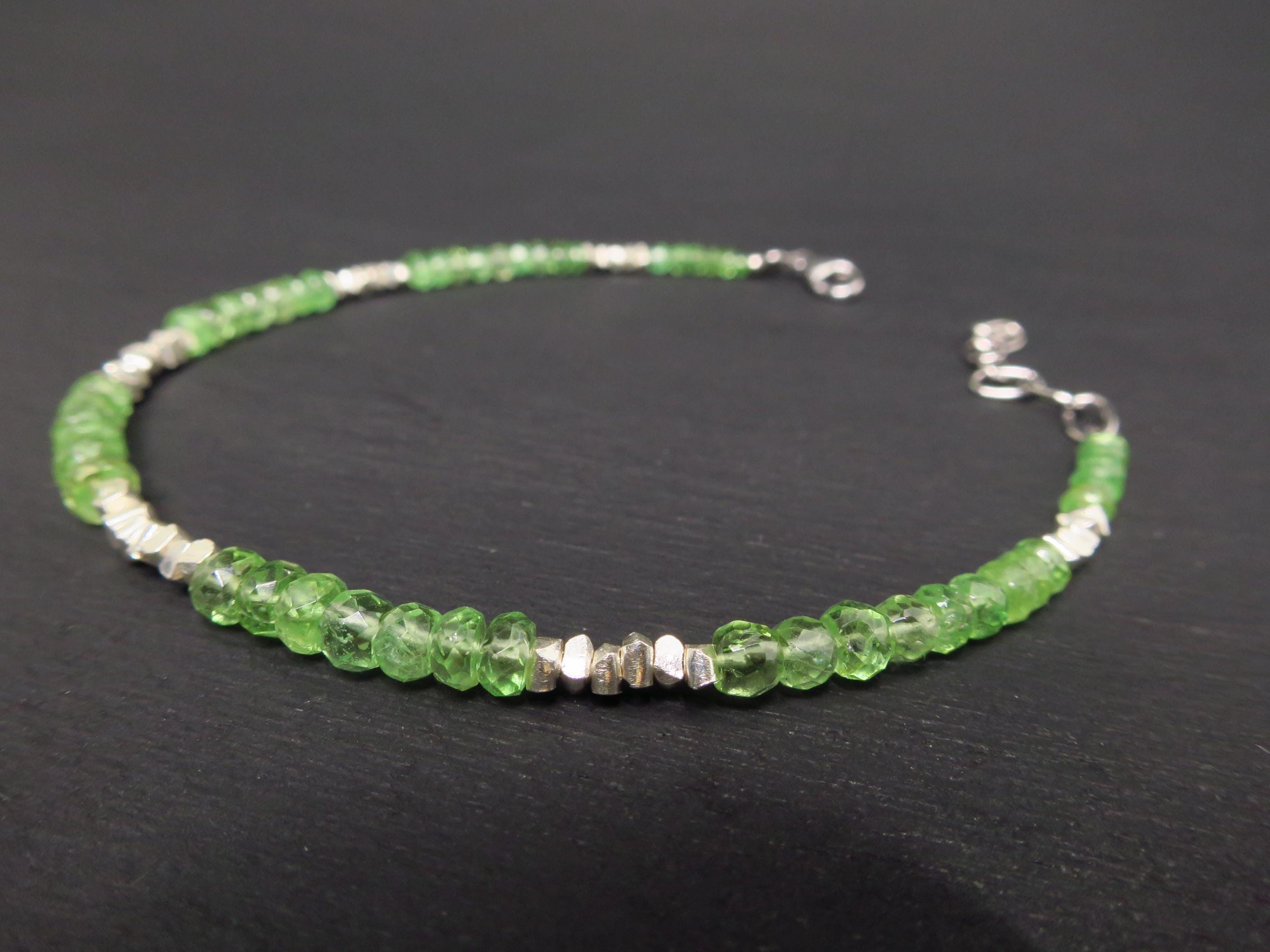 Tsavorit Armband facettiert mit Sterling Silber Details