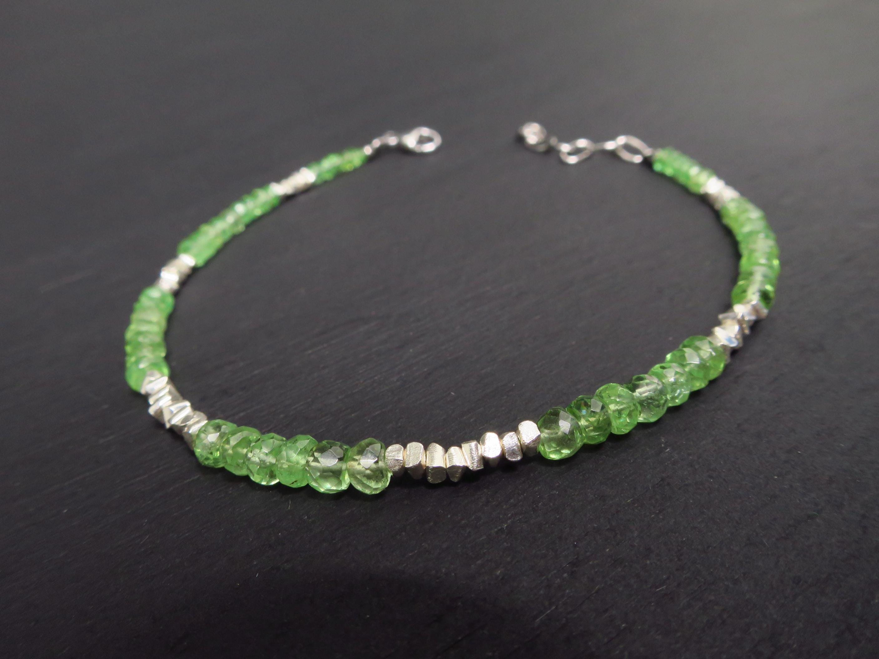 Tsavorit Armband facettiert mit Sterling Silber Details