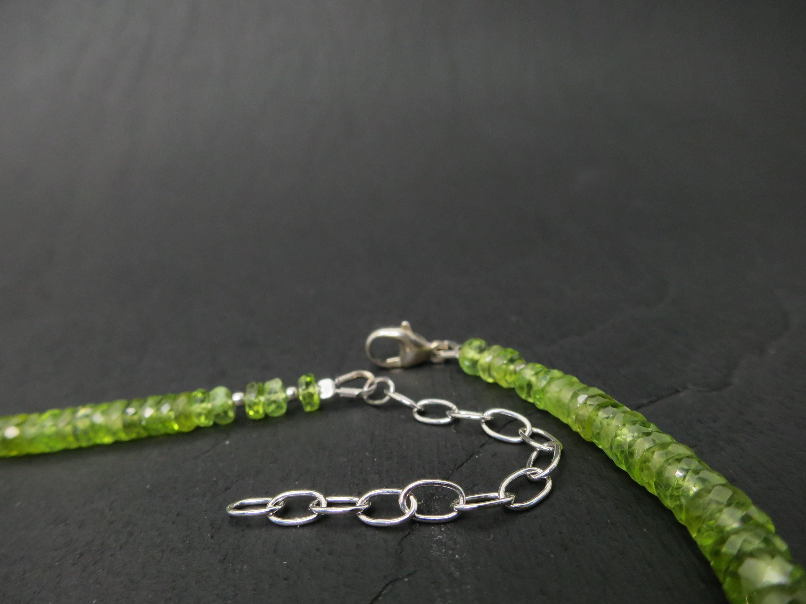Peridot Kette grün 41,5cm plus 6cm Sterling Silber
