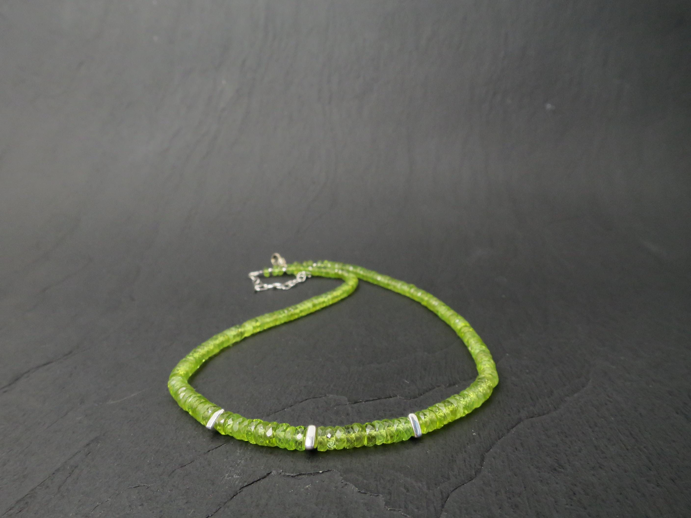 Peridot Kette grün 41,5cm plus 6cm Sterling Silber