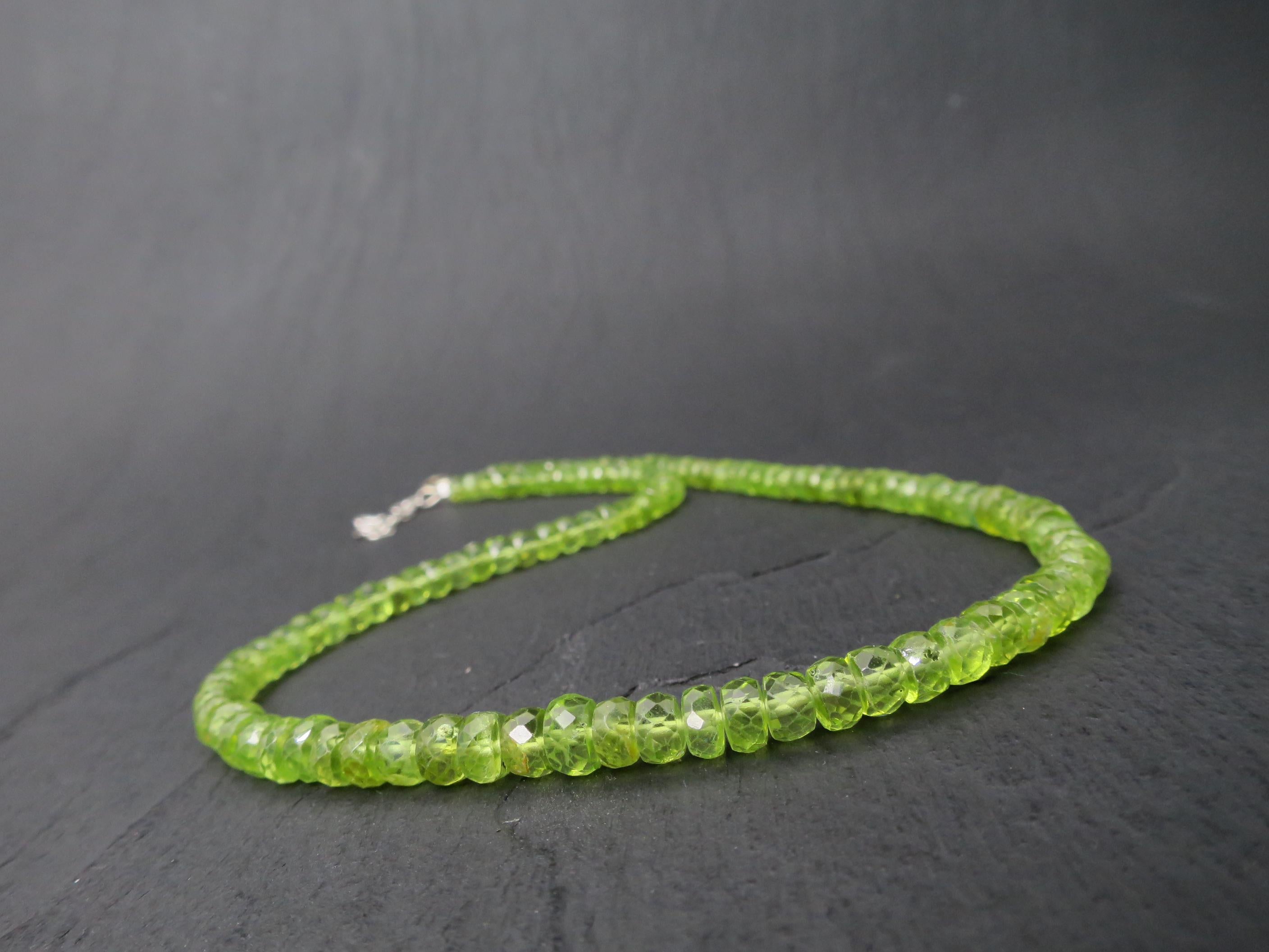 Peridot Kette grün 40,5cm plus 6cm Sterling Silber