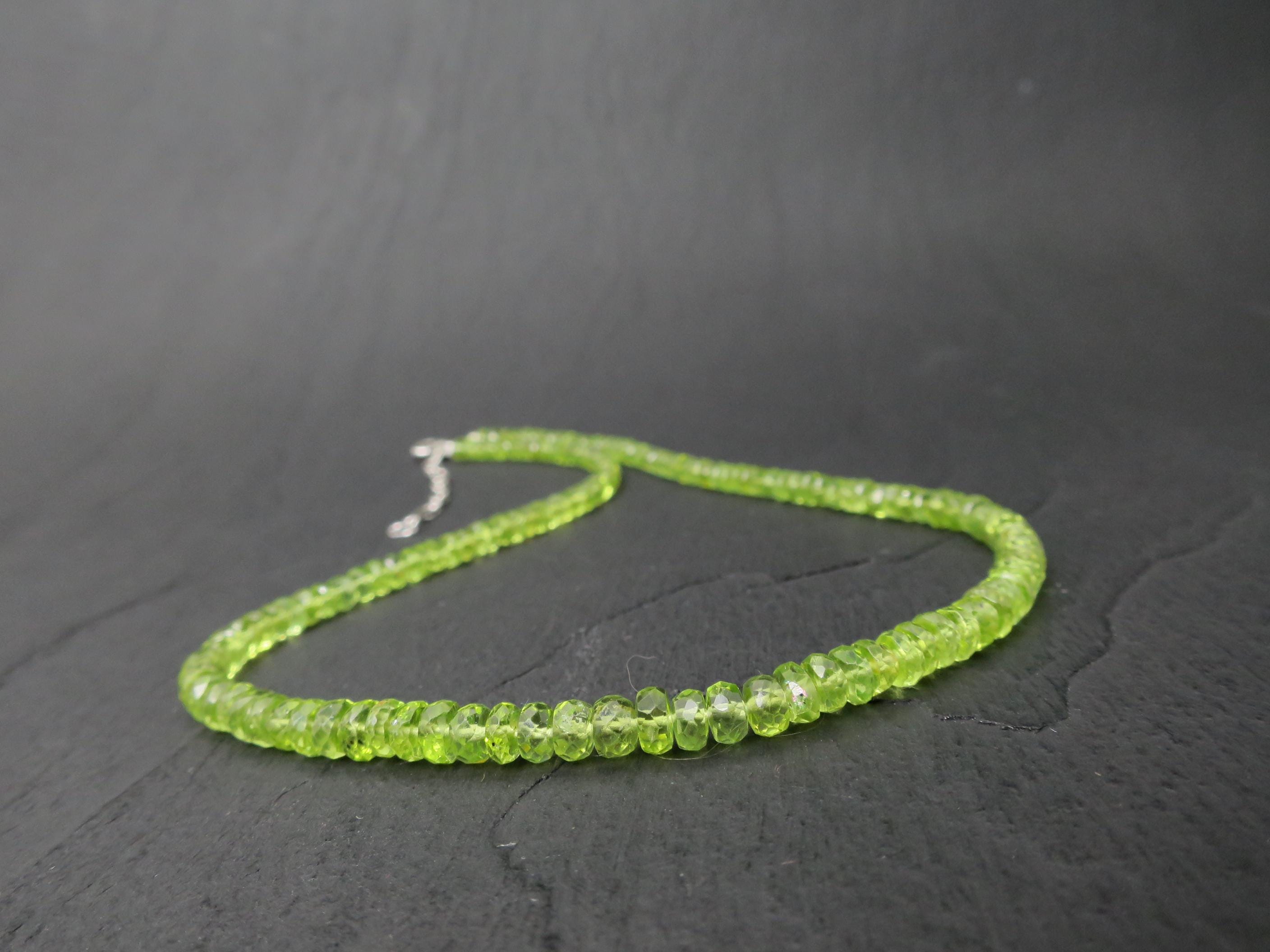 Peridot Kette grün 42,5cm plus 5cm Sterling Silber