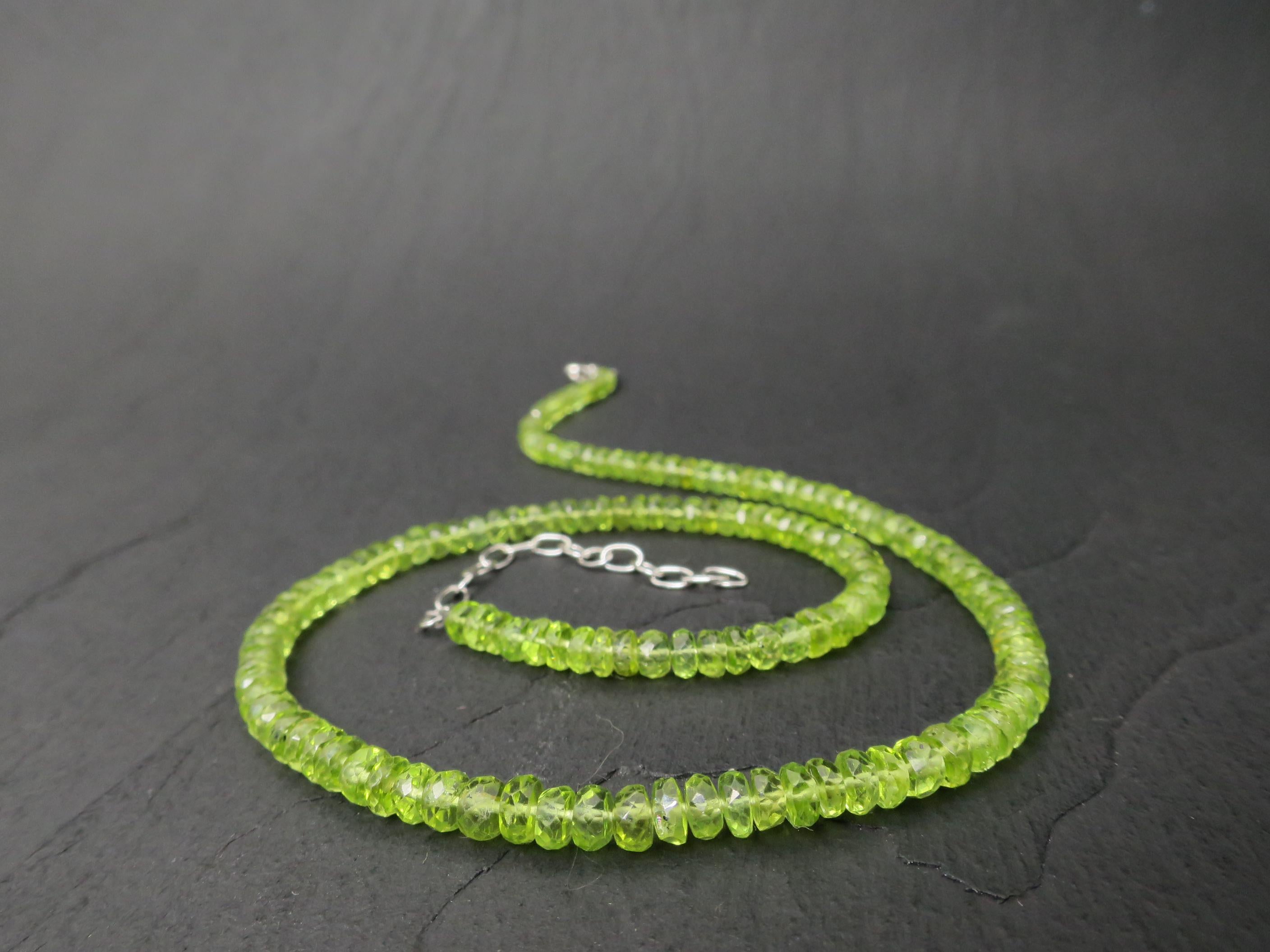 Peridot Kette grün 42,5cm plus 5cm Sterling Silber