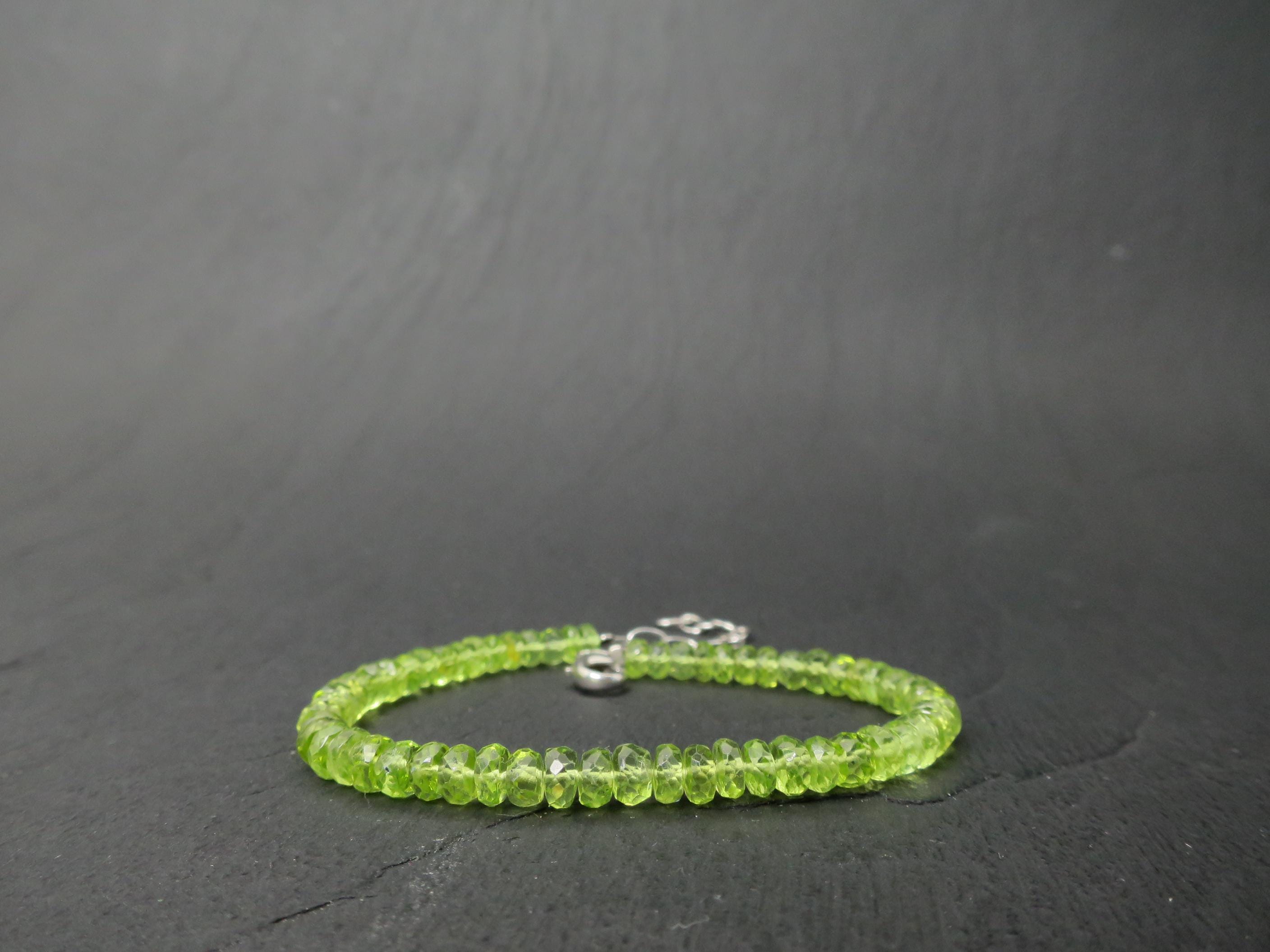 Peridot Armband grünes Edelsteinarmband 17,5 - 21cm
