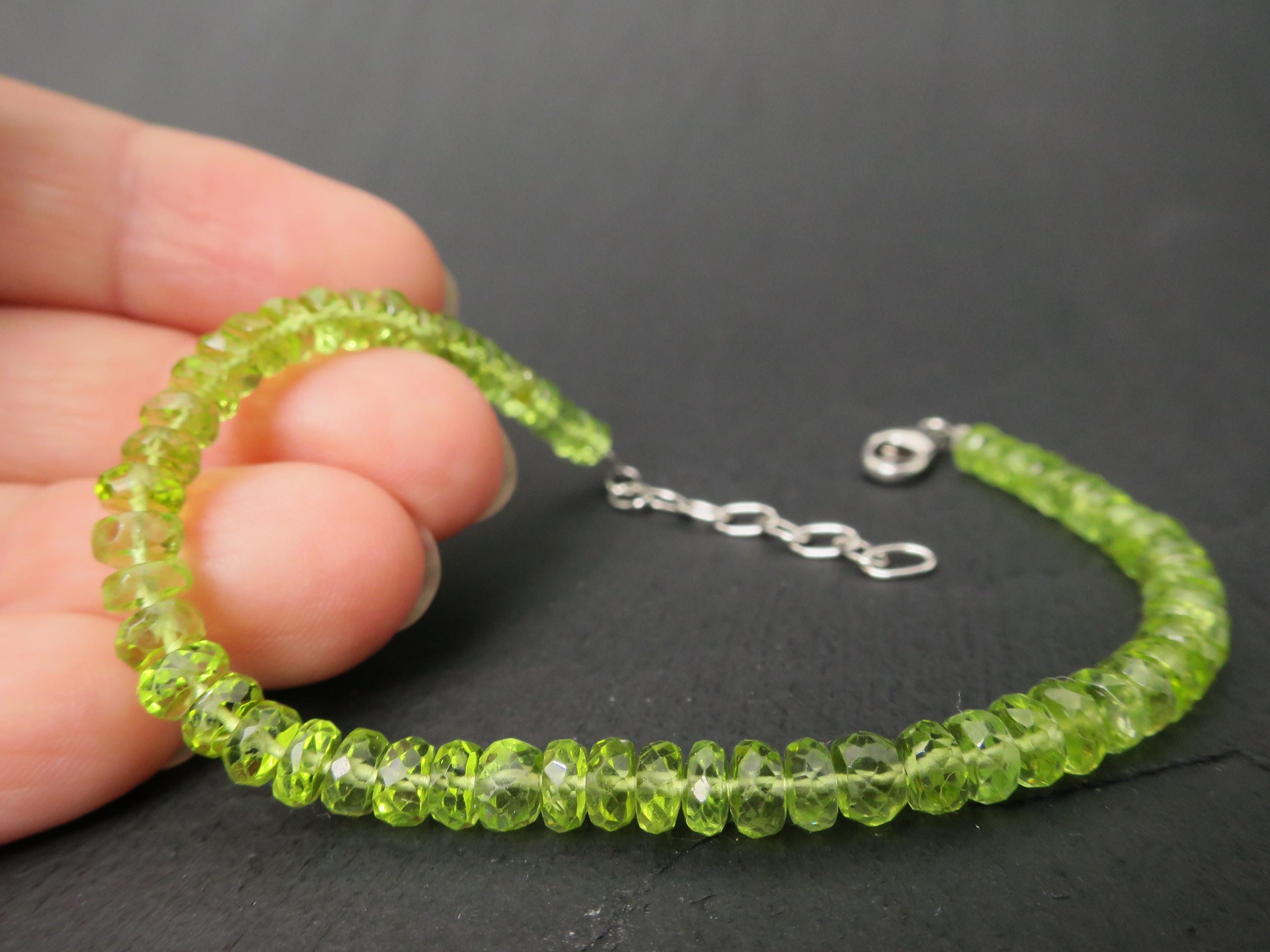 Peridot Armband grünes Edelsteinarmband 17,5 - 21cm