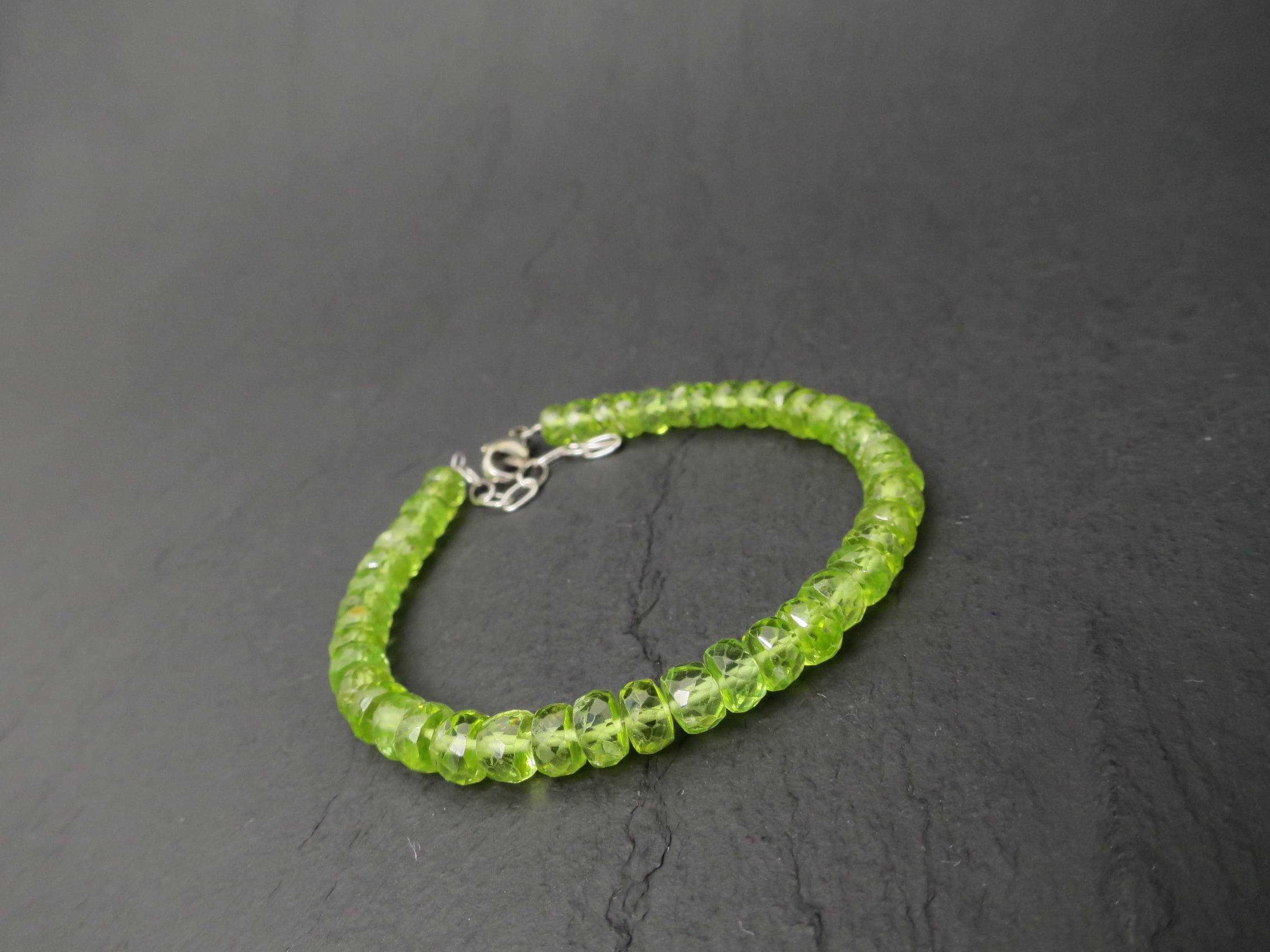Peridot Armband grünes Edelsteinarmband 18,5 - 22cm
