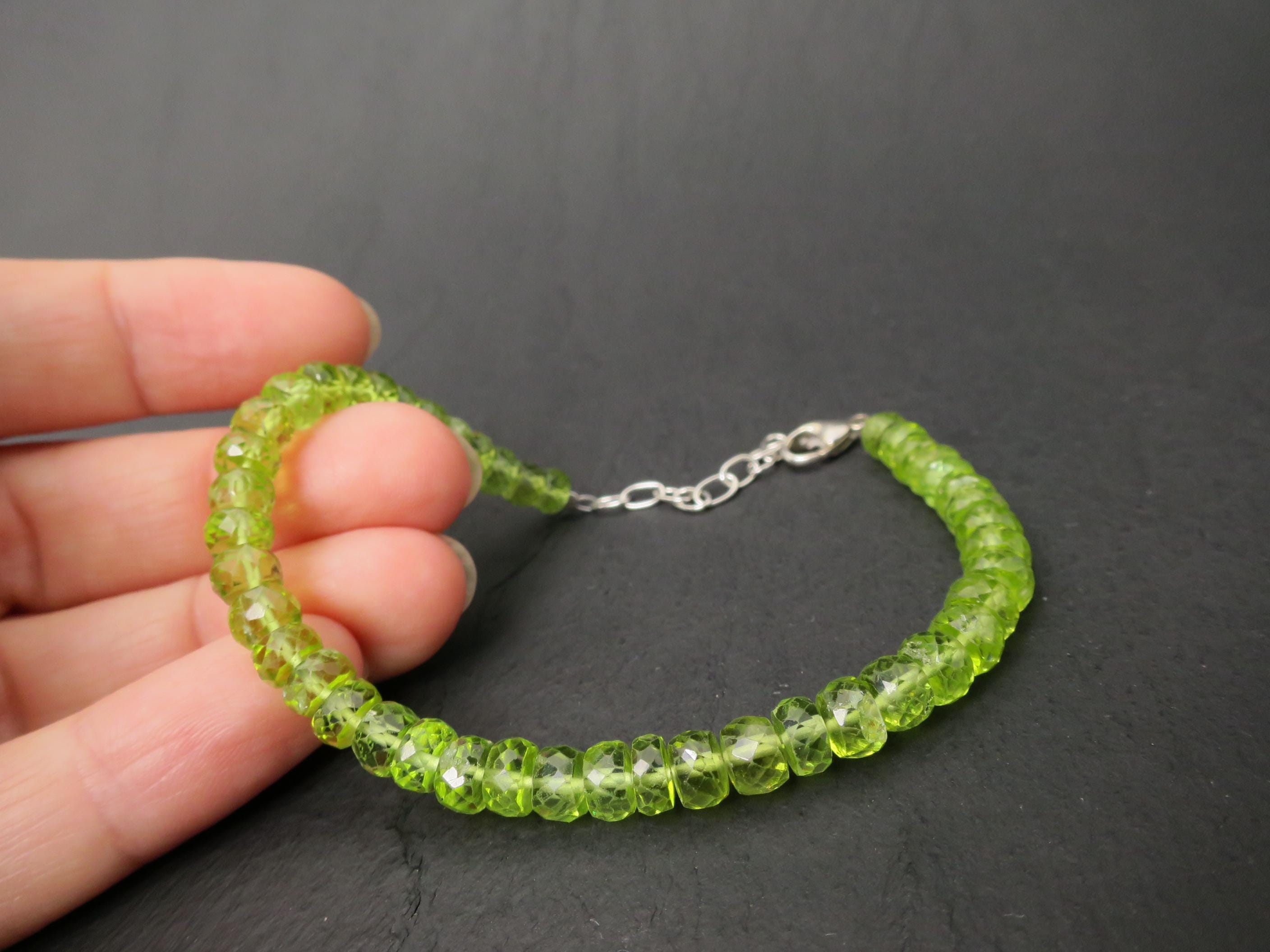 Peridot Armband grünes Edelsteinarmband 18,5 - 22cm