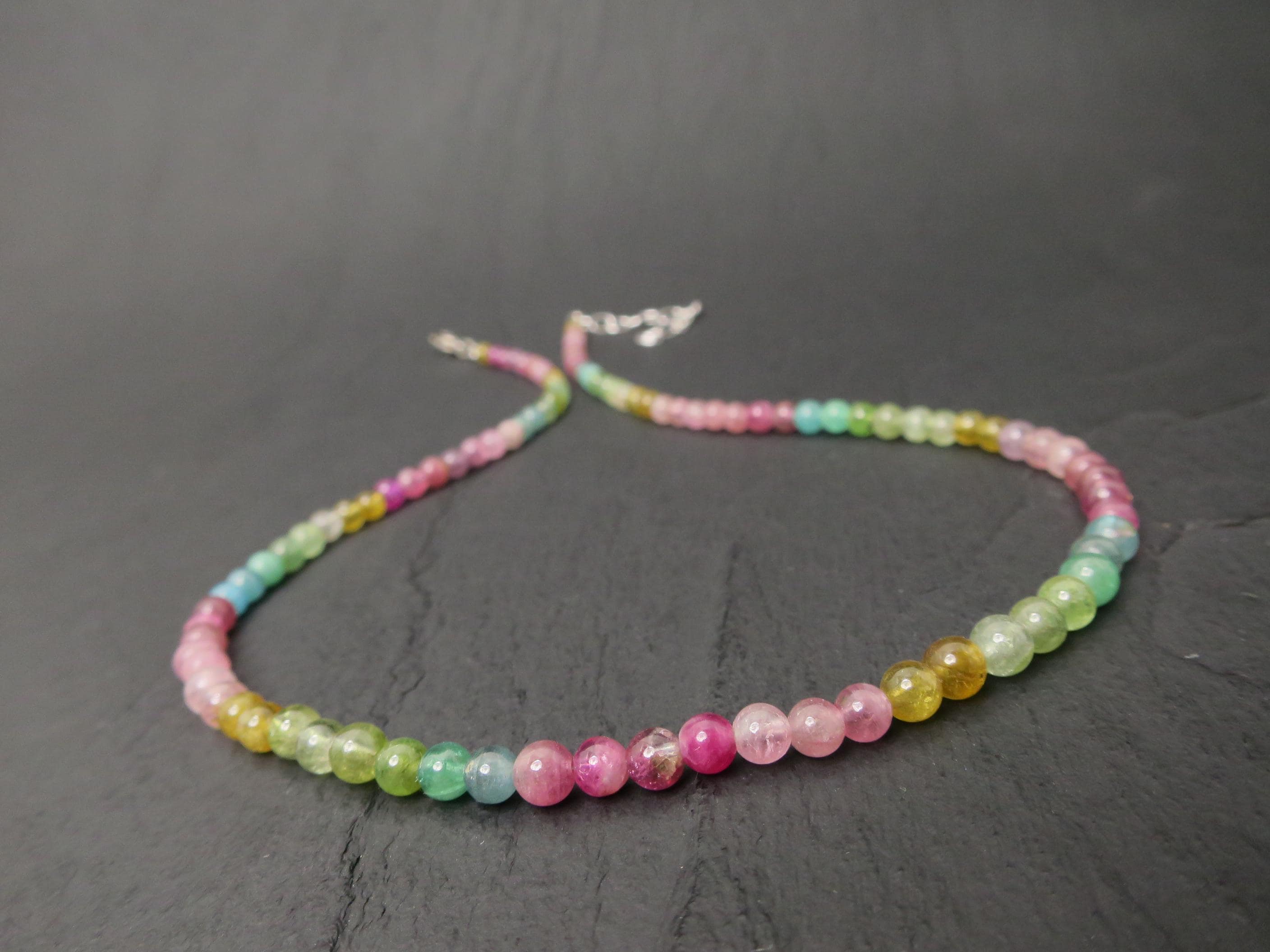 Turmalin Kette bunt 41,5cm plus 5cm Sterling Silber