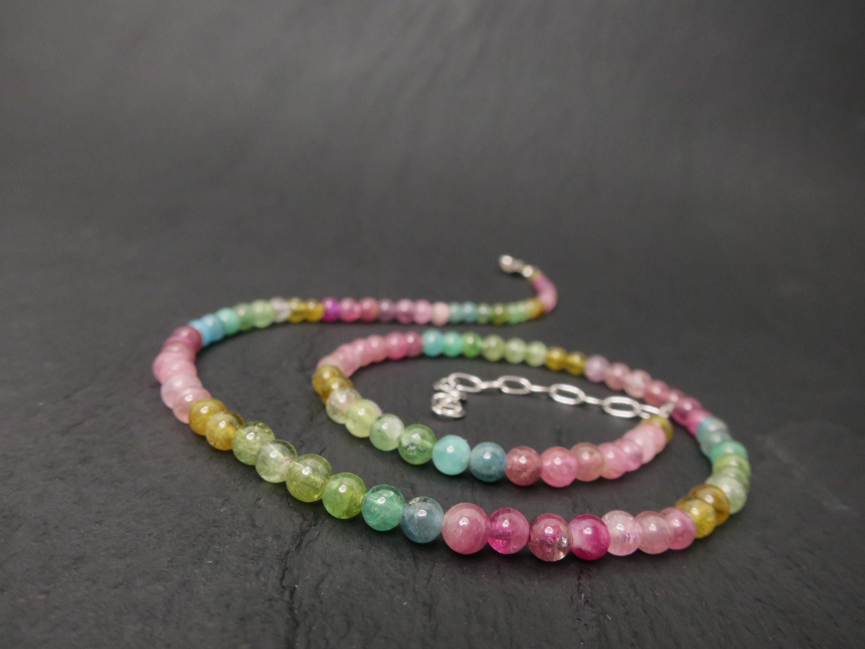 Turmalin Kette bunt 41,5cm plus 5cm Sterling Silber
