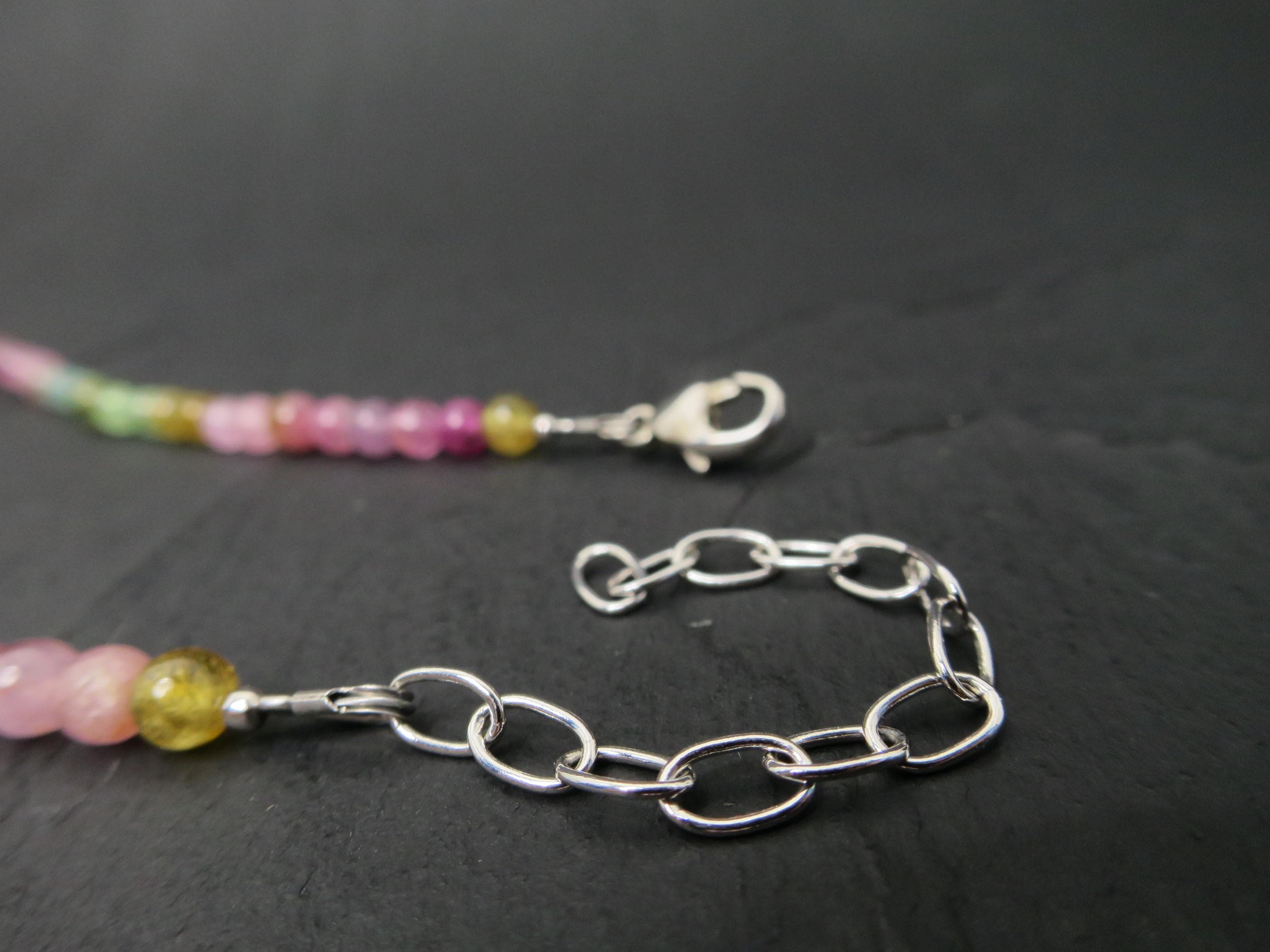Turmalin Kette bunt 41,5cm plus 5cm Sterling Silber