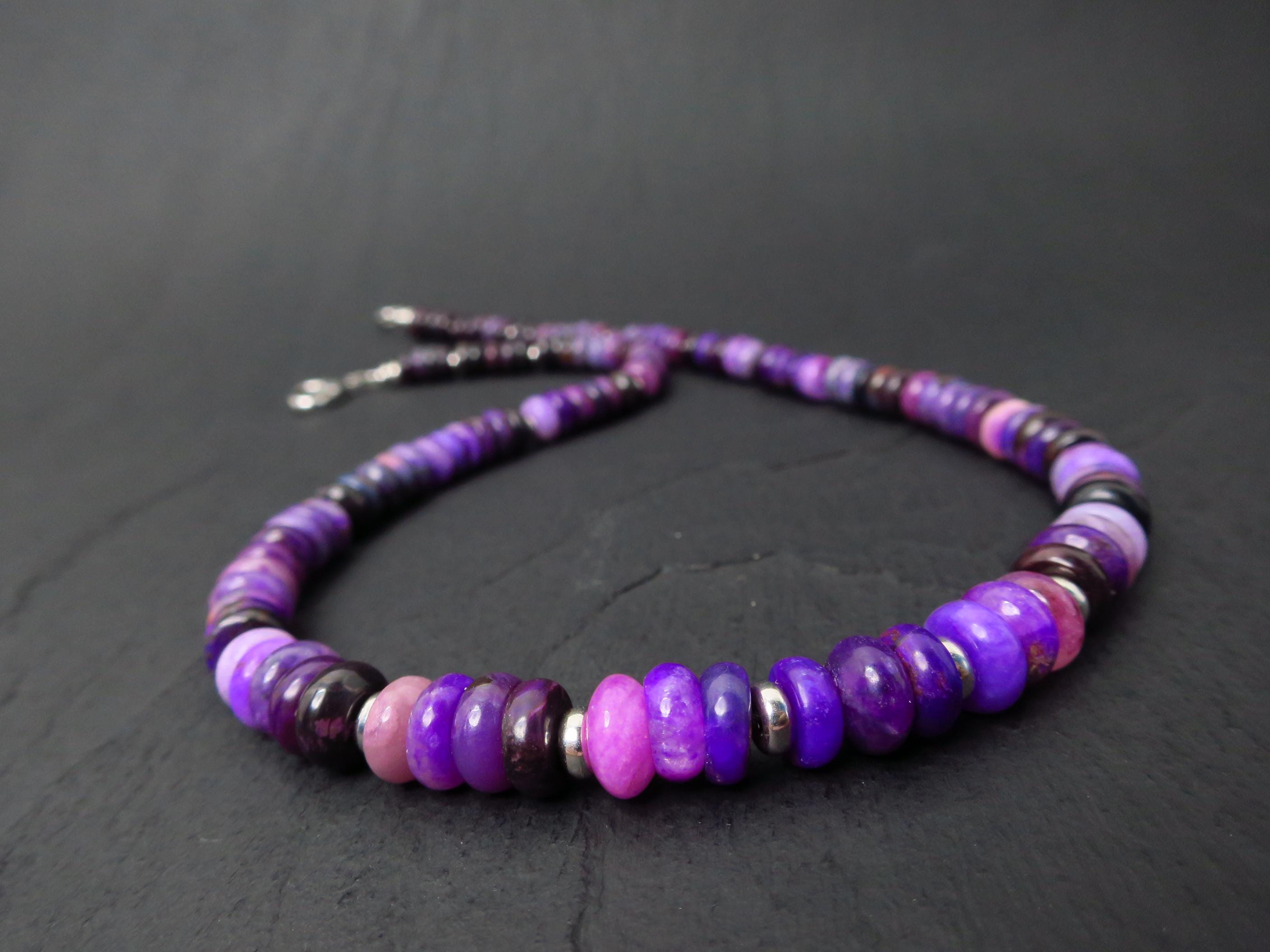 Sugilith Kette Silber 48,5cm AAA Edelsteinkette