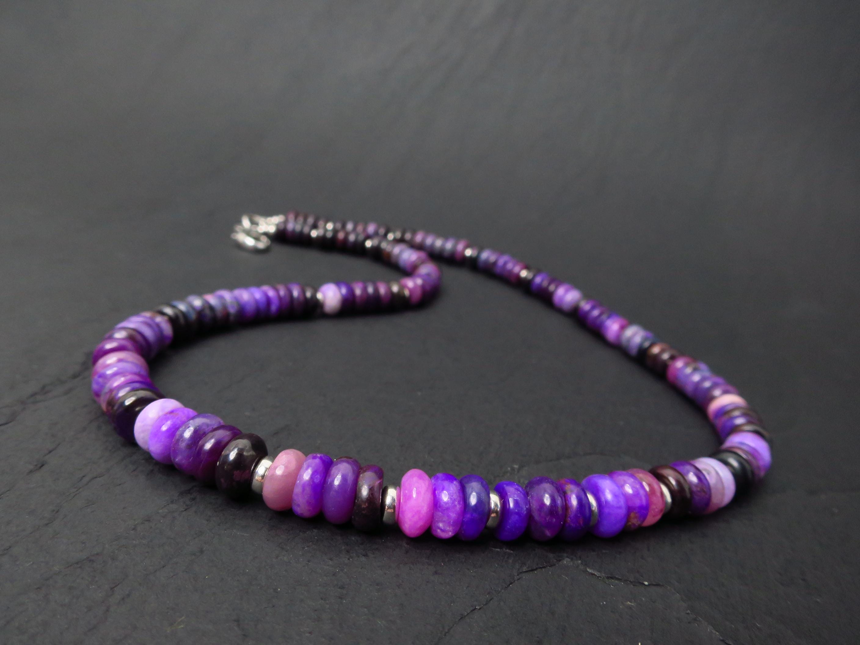 Sugilith Kette Silber 48,5cm AAA Edelsteinkette
