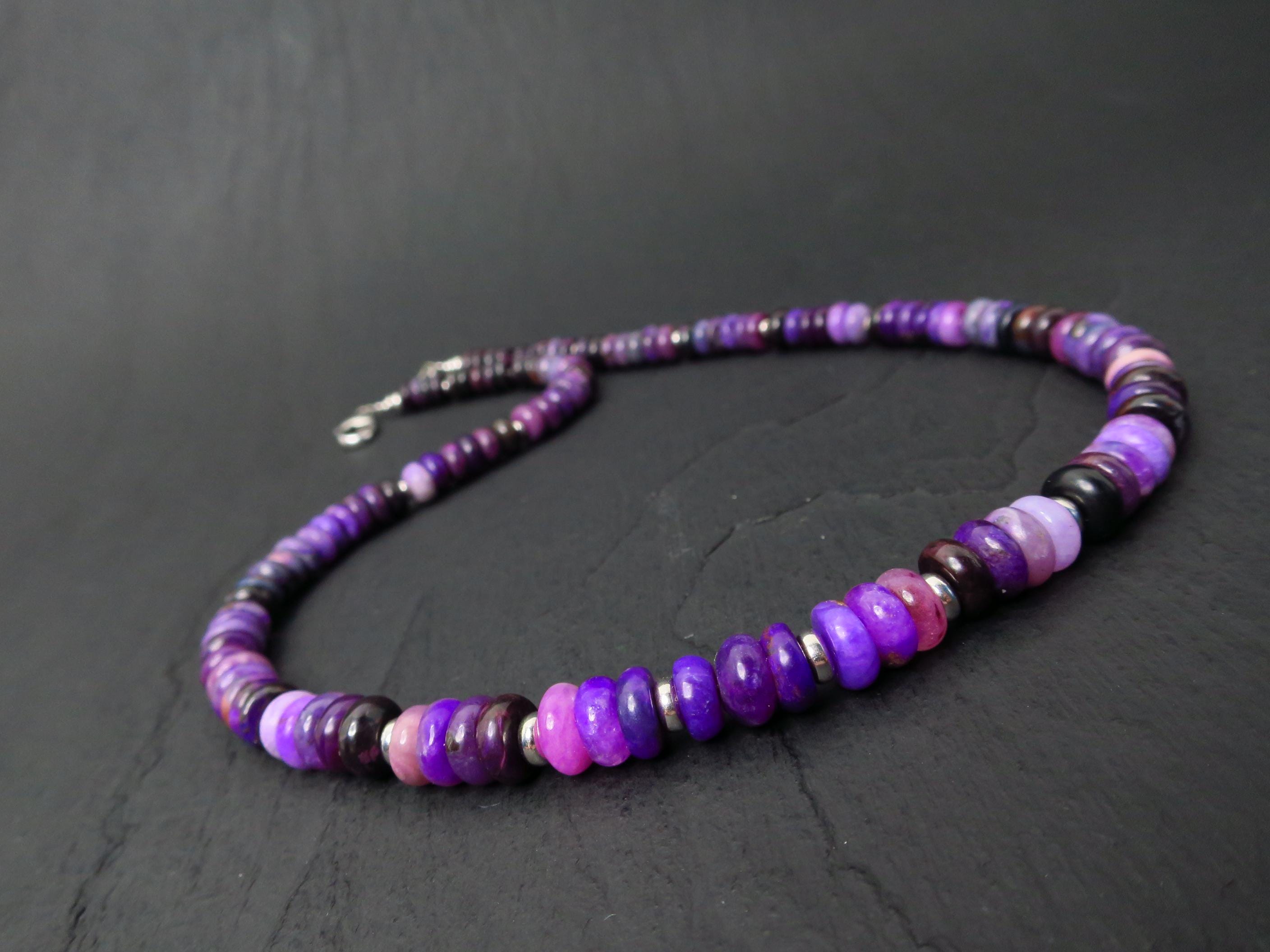 Sugilith Kette Silber 48,5cm AAA Edelsteinkette