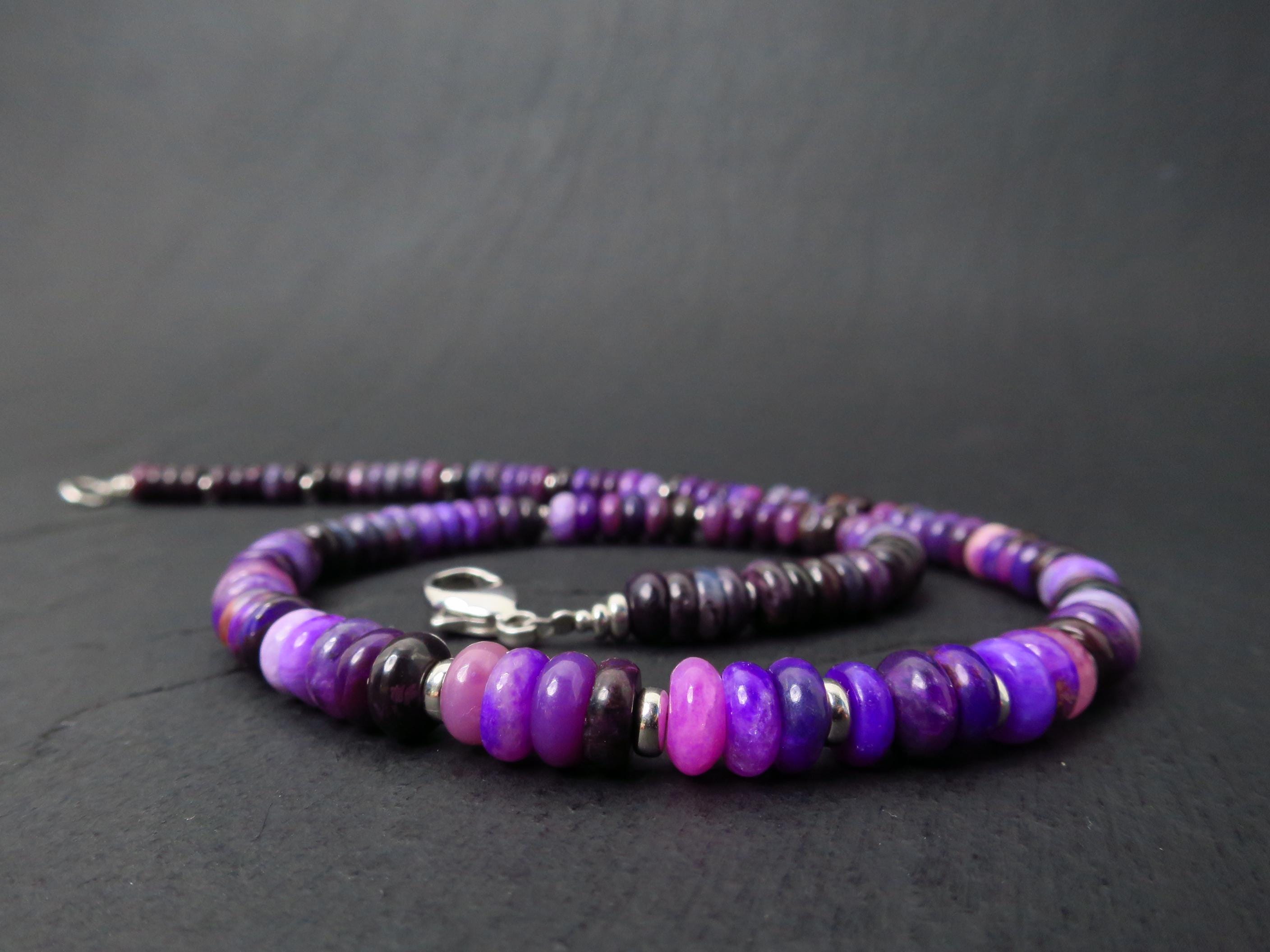 Sugilith Kette Silber 48,5cm AAA Edelsteinkette