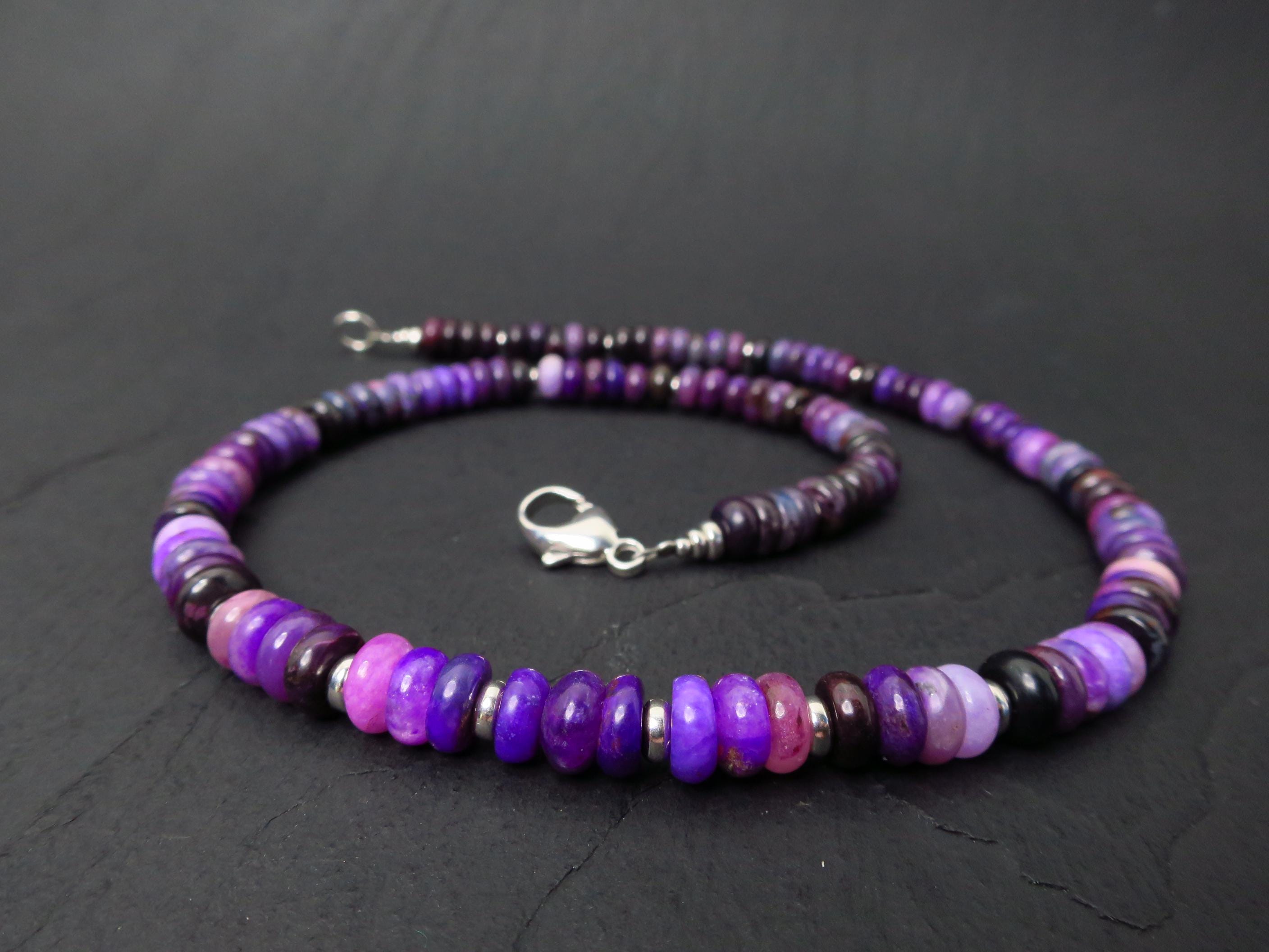 Sugilith Kette Silber 48,5cm AAA Edelsteinkette