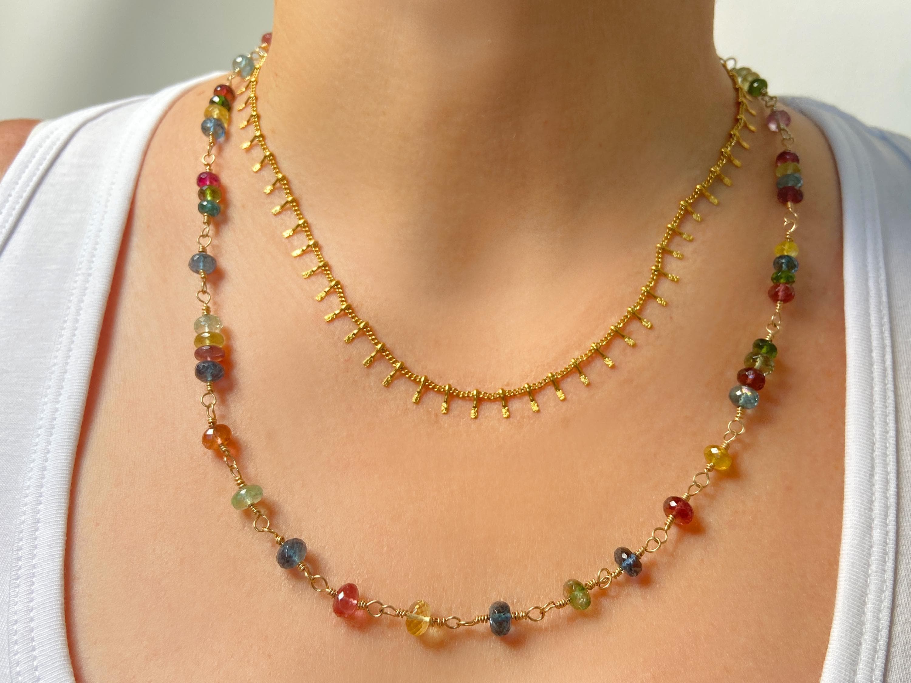 Turmalin Kette Turmalin bunt aus solid 9kt Gold