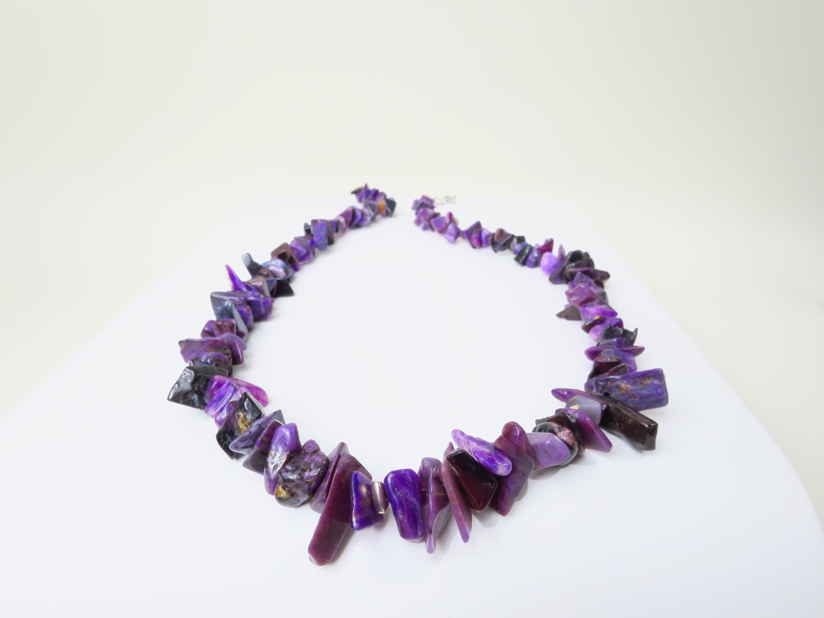 Echte Sugilith Kette Splitter unbehandelt Sterling Silber