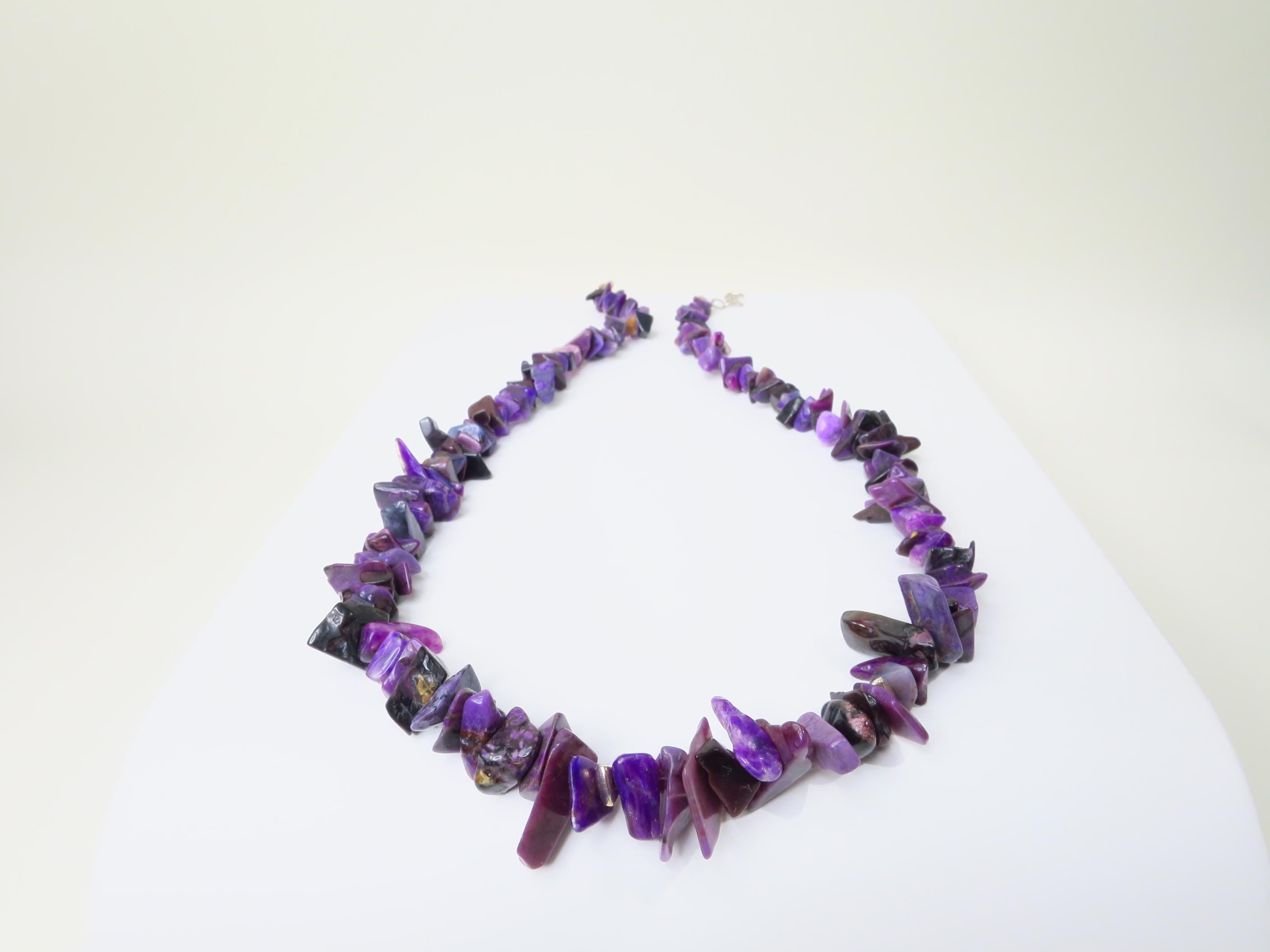 Echte Sugilith Kette Splitter unbehandelt Sterling Silber