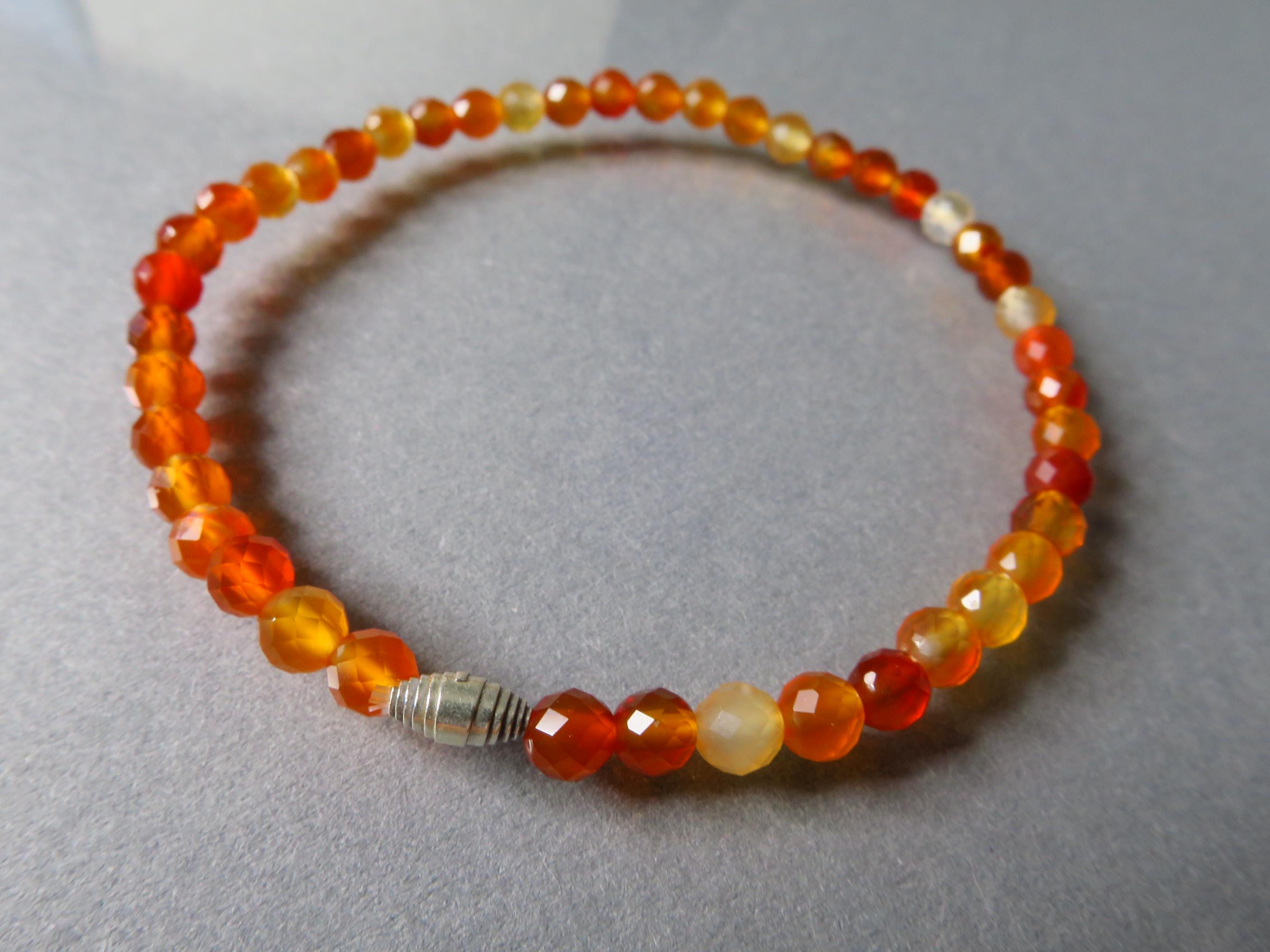 Karneol Edelstein Armband in Orange Stapelarmband mit Edelsteinen Sterling Silber