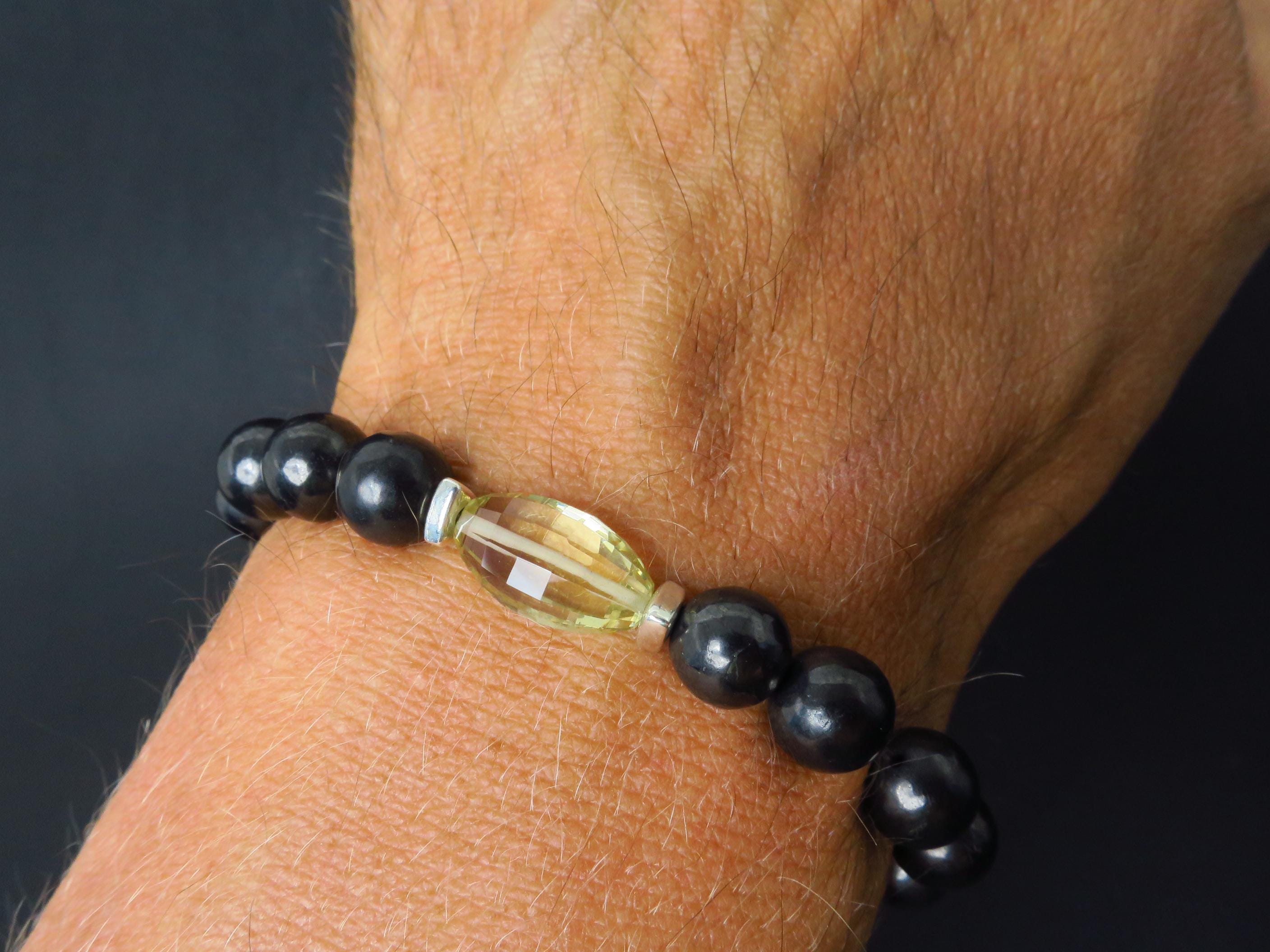 Edelstein Armband für Herren mit Schungit und Citrin