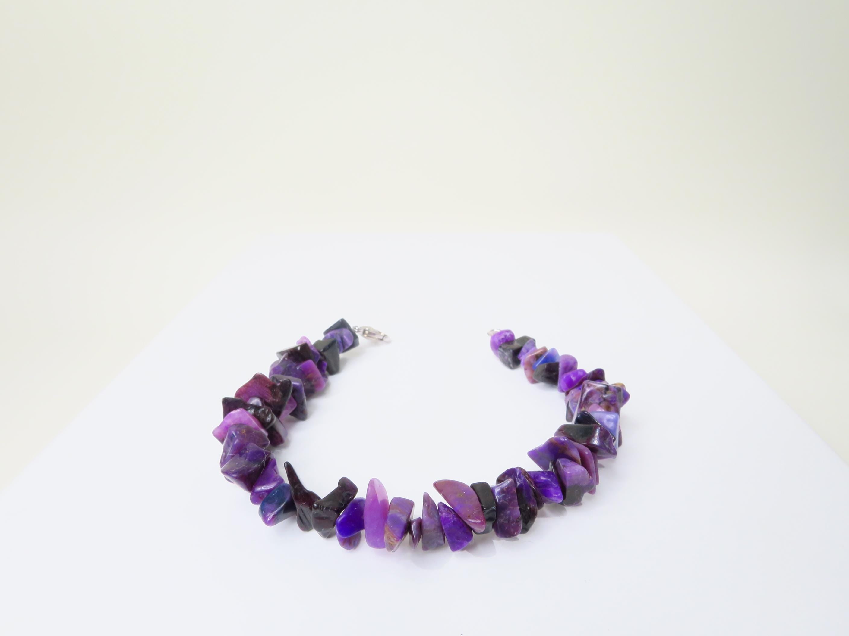 Echtes Sugilith Armband Splitter unbehandelt Sterling Silber