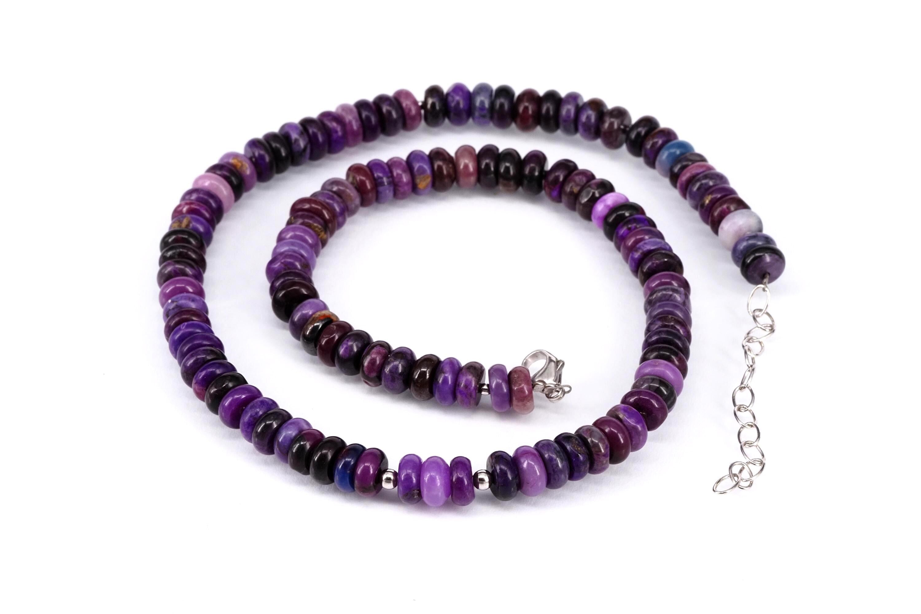 Sugilith Kette mit Silber Verschluss Lila Edelstein Collier