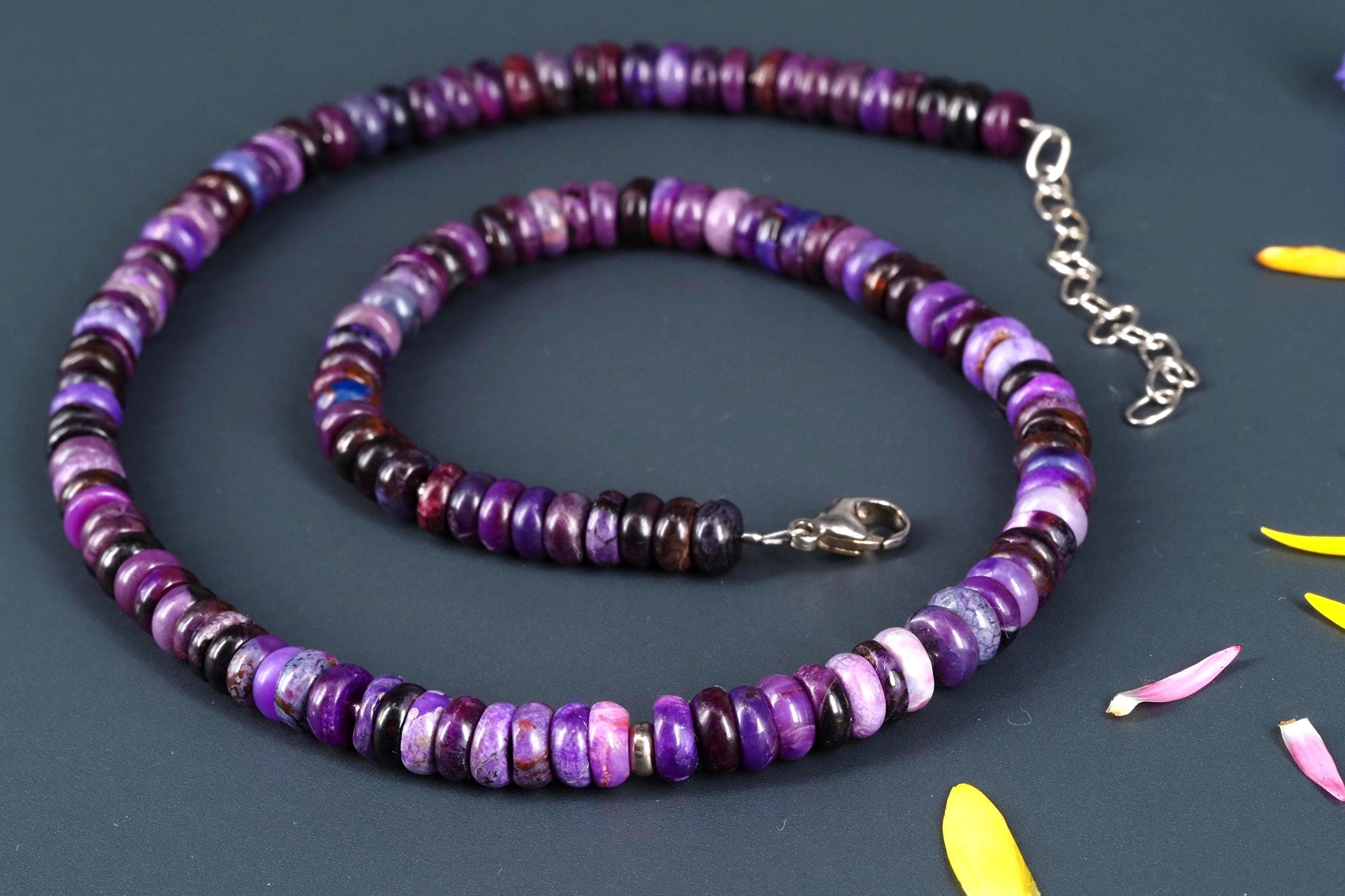 Sugilith Kette Silber lila 43,5cm echte Edelsteinkette