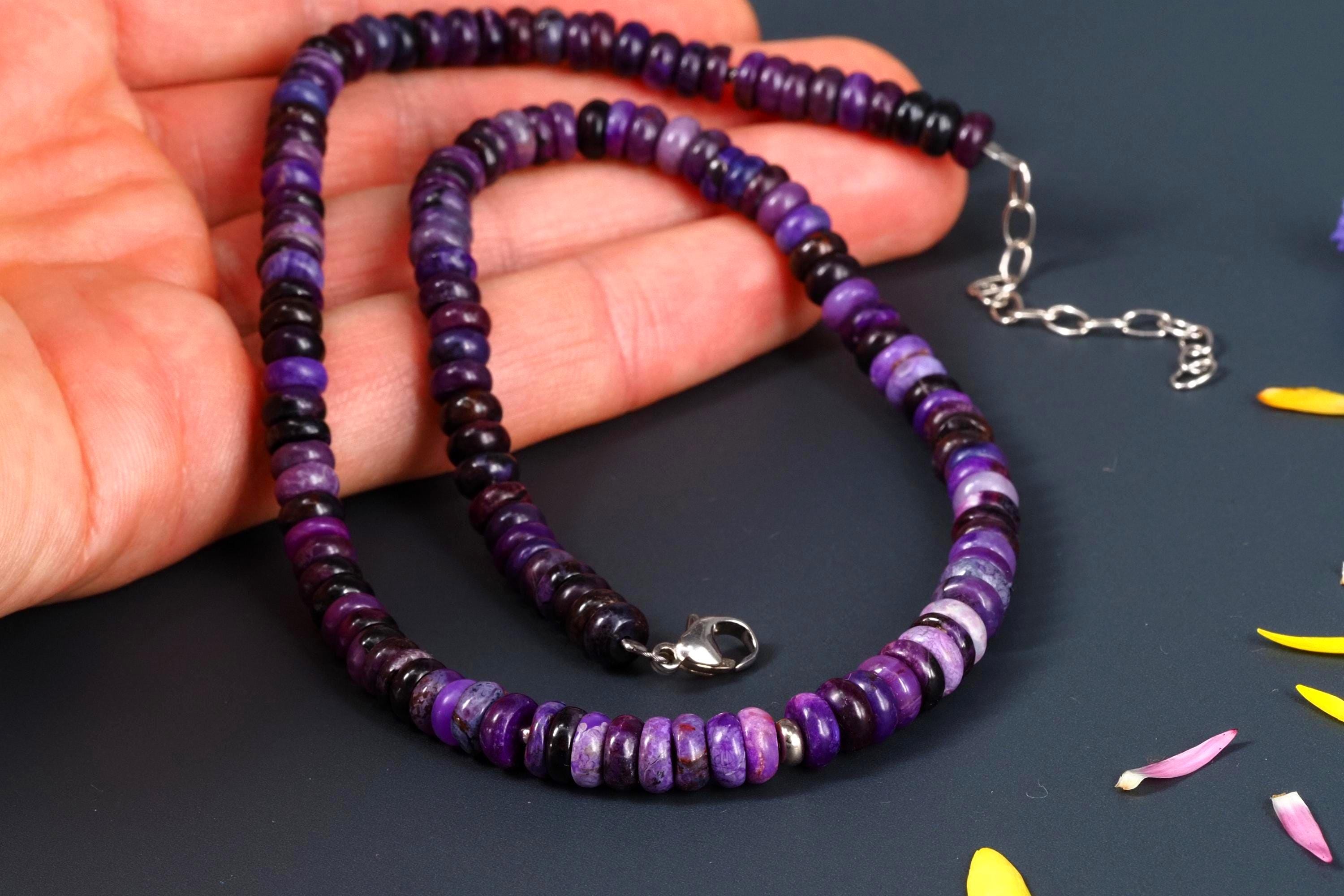 Sugilith Kette Silber lila 43,5cm echte Edelsteinkette