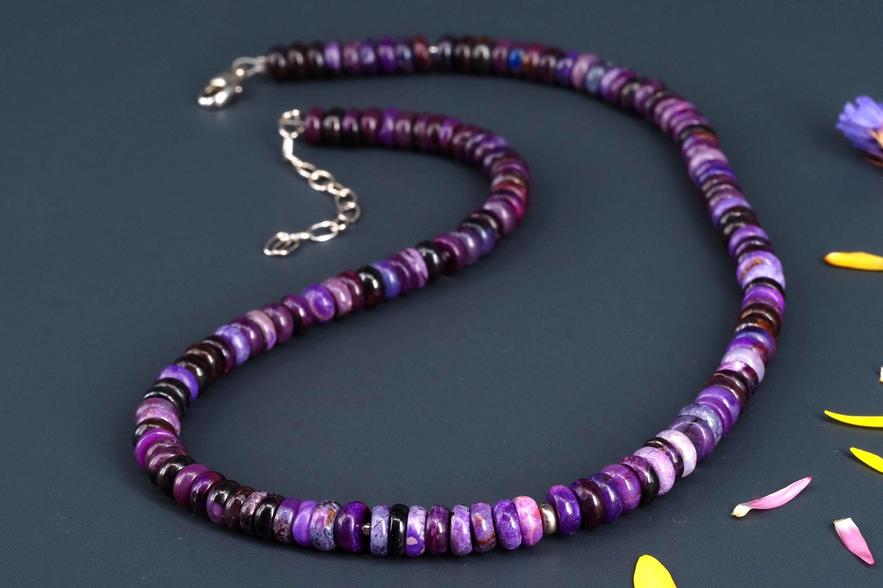Sugilith Kette Silber lila 43,5cm echte Edelsteinkette