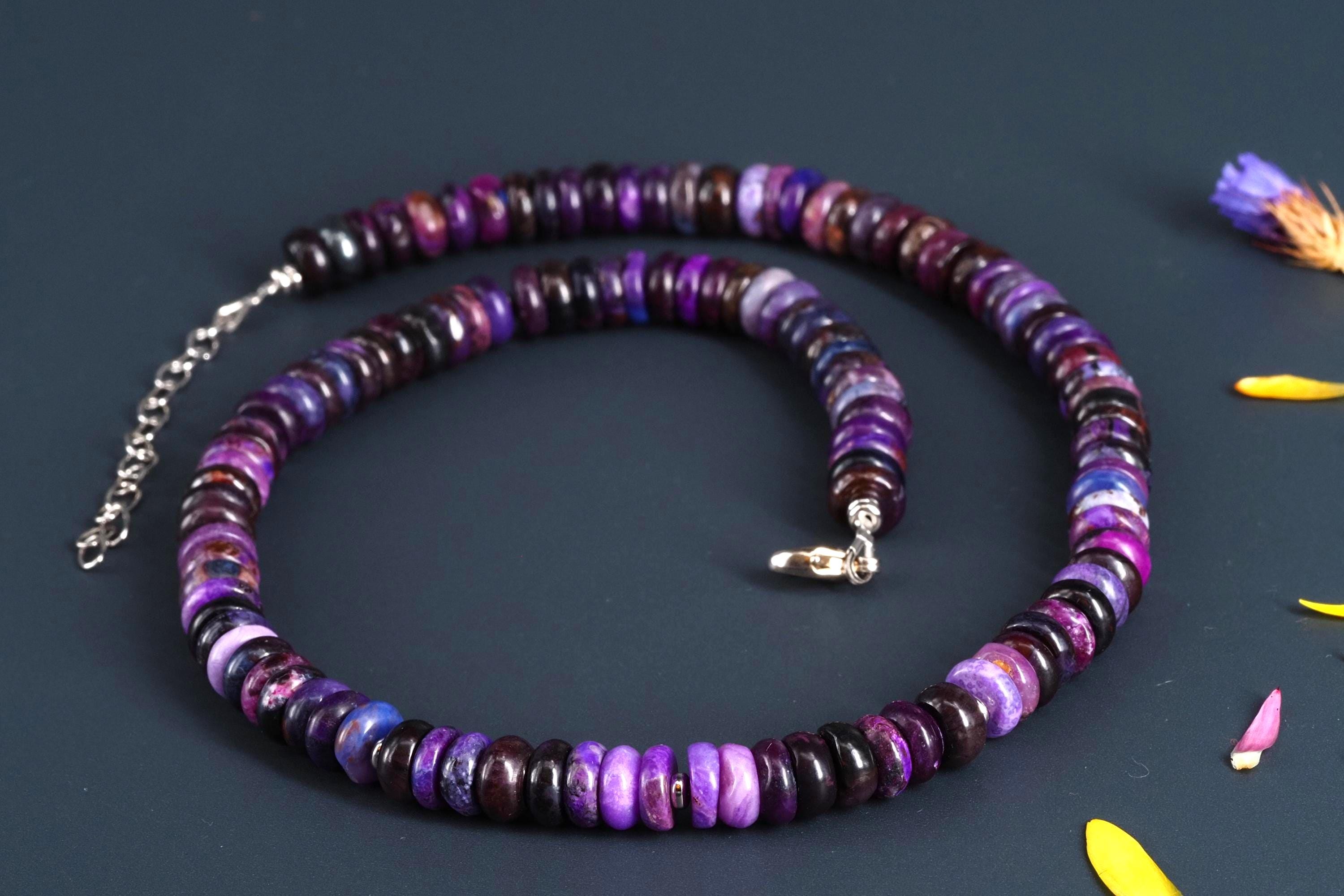 Sugilith Kette Silber lila 45,5cm echte Edelsteinkette