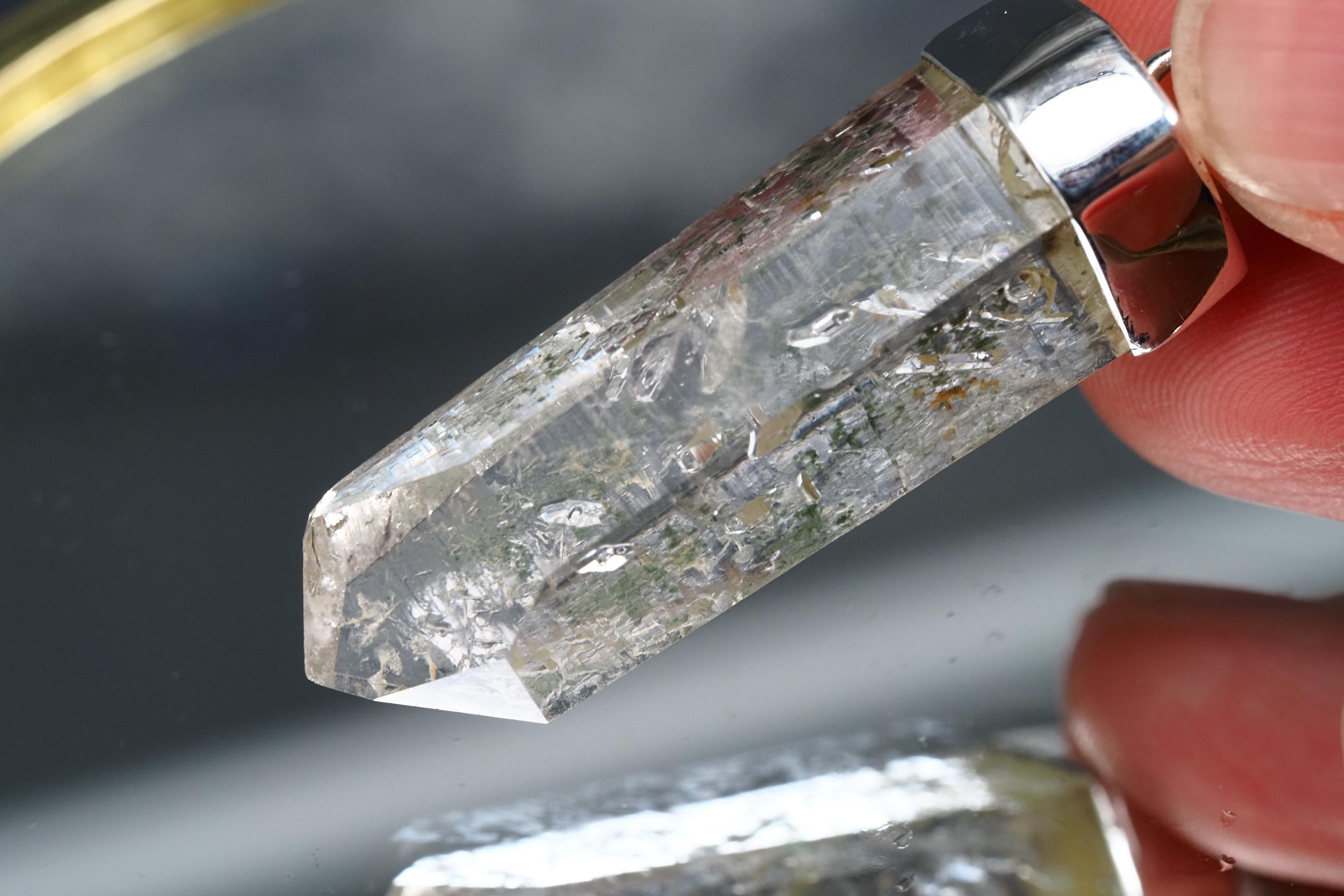 Bergkristall Namibia Silber Anhänger Länge mit Öse 49mm