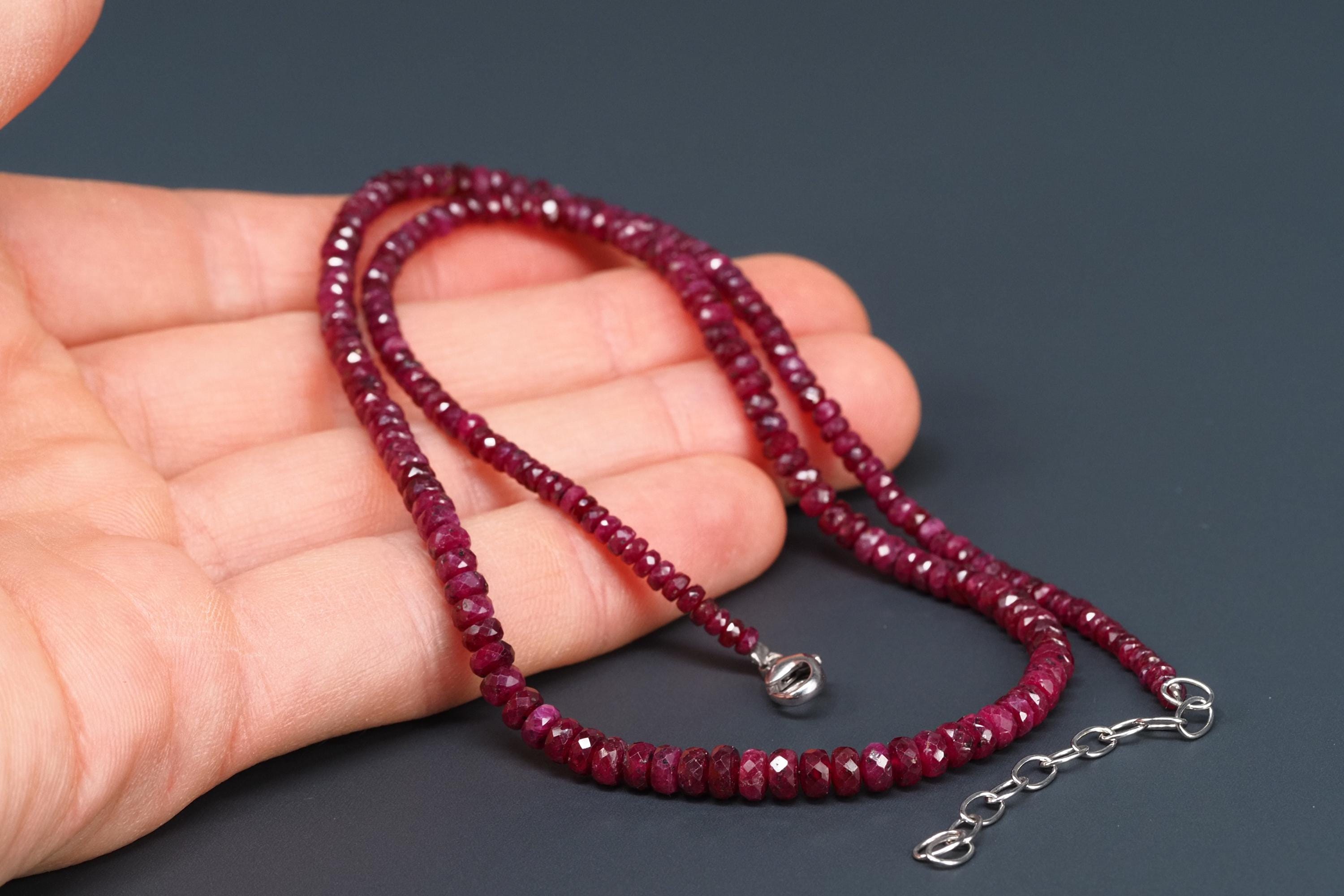 Rubin Halskette Natur unbehandelt Edelstein Collier