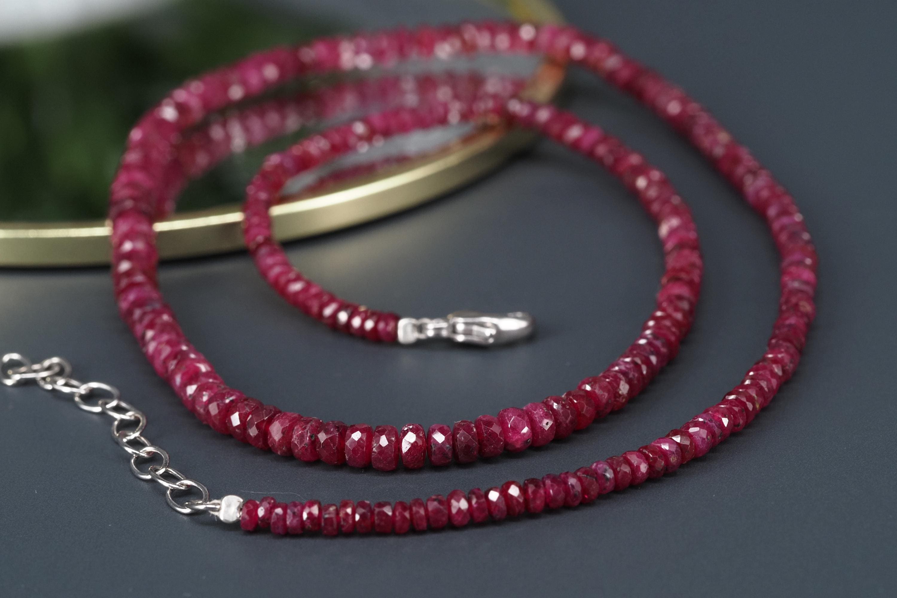 Rubin Halskette Natur unbehandelt Edelstein Collier