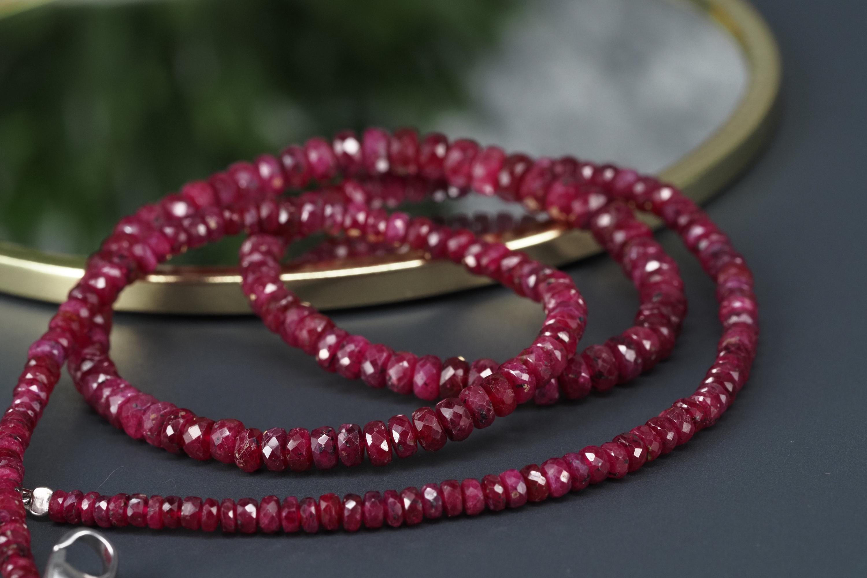 Rubin Halskette Natur unbehandelt Edelstein Collier