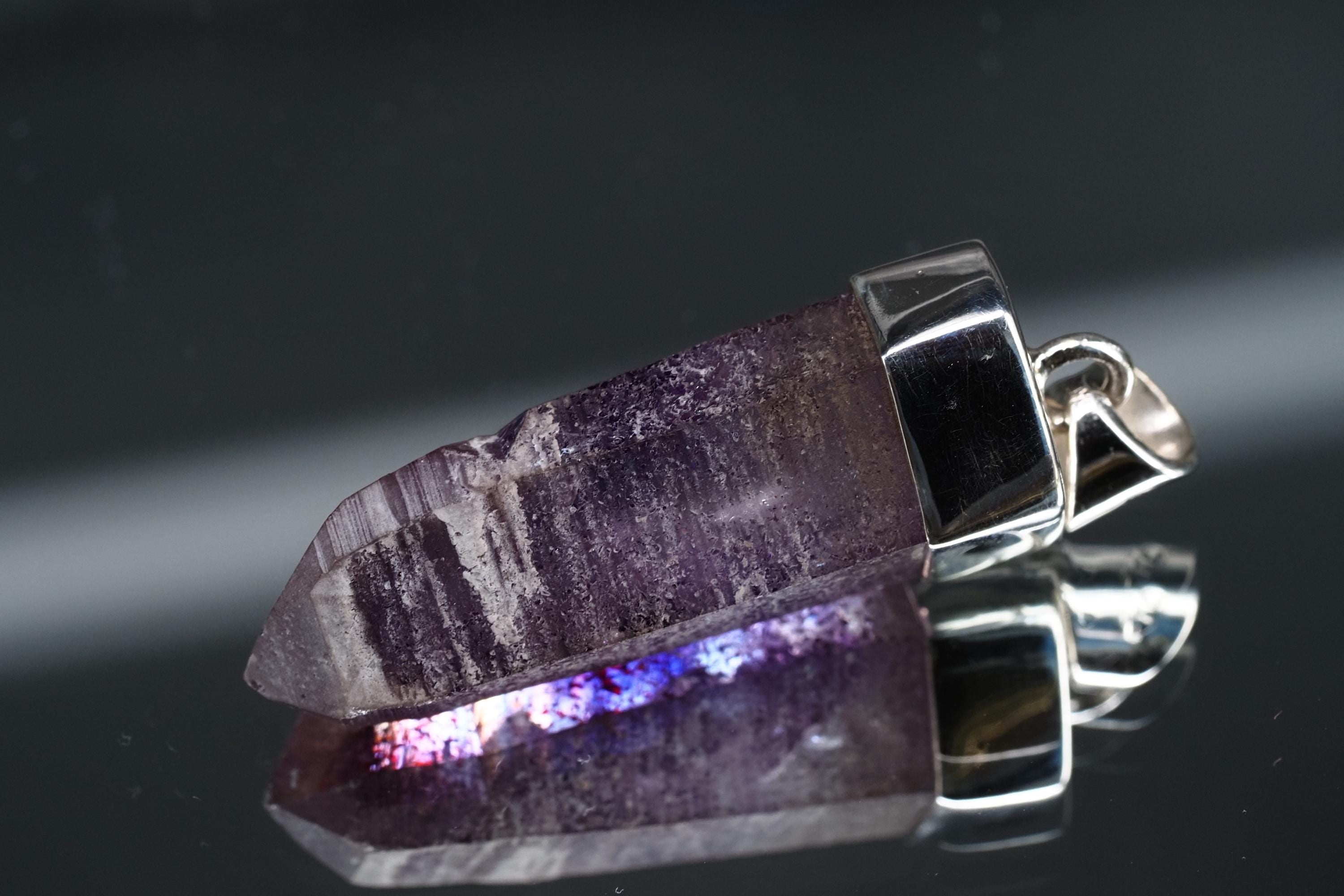 Amethyst Namibia Silber Anhänger Länge mit Öse 41,5mm