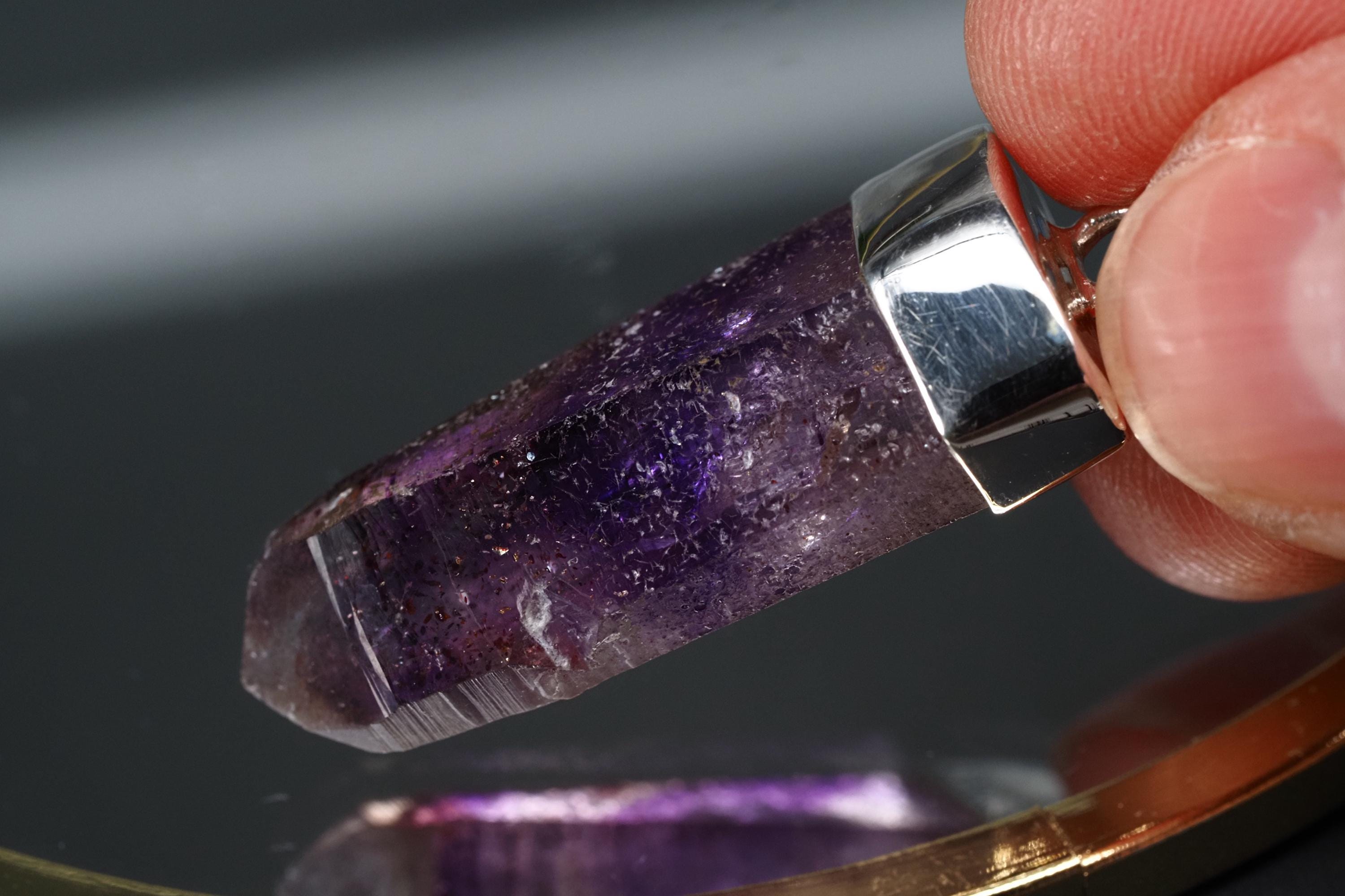Amethyst Namibia Silber Anhänger Länge mit Öse 41,5mm