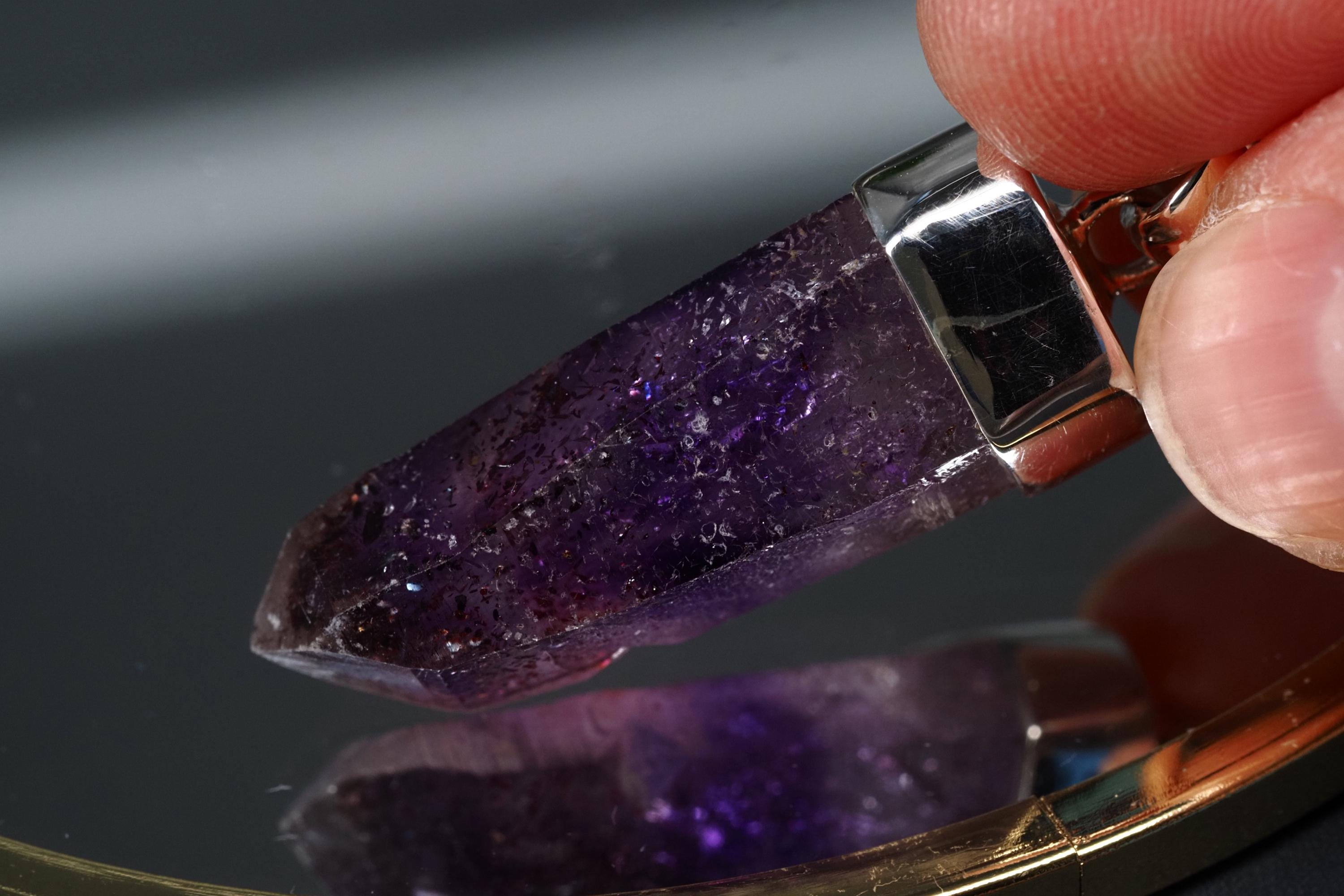 Amethyst Namibia Silber Anhänger Länge mit Öse 41,5mm