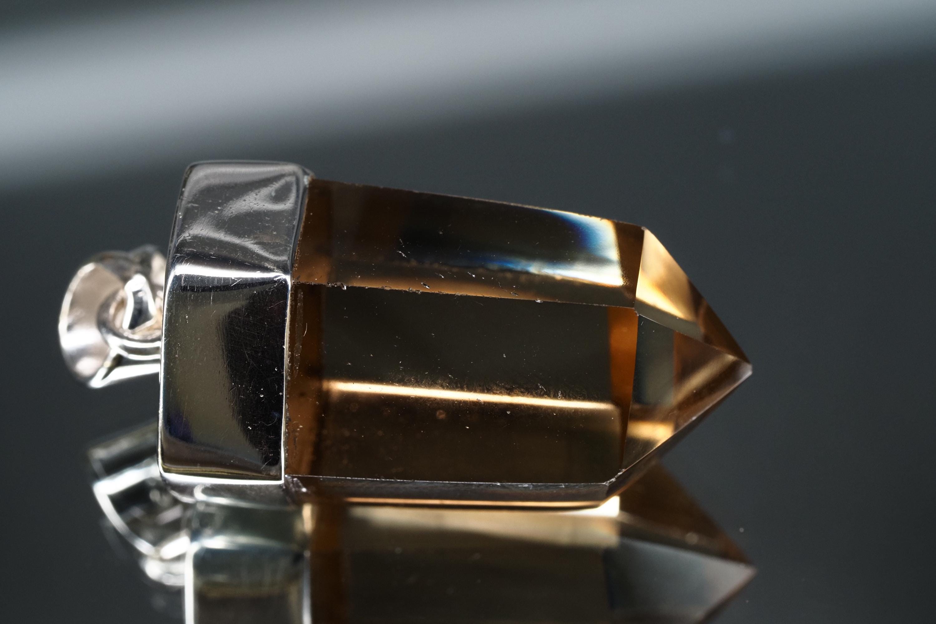 Rauchquarz Sterling Silber Anhänger Länge mit Öse 38mm