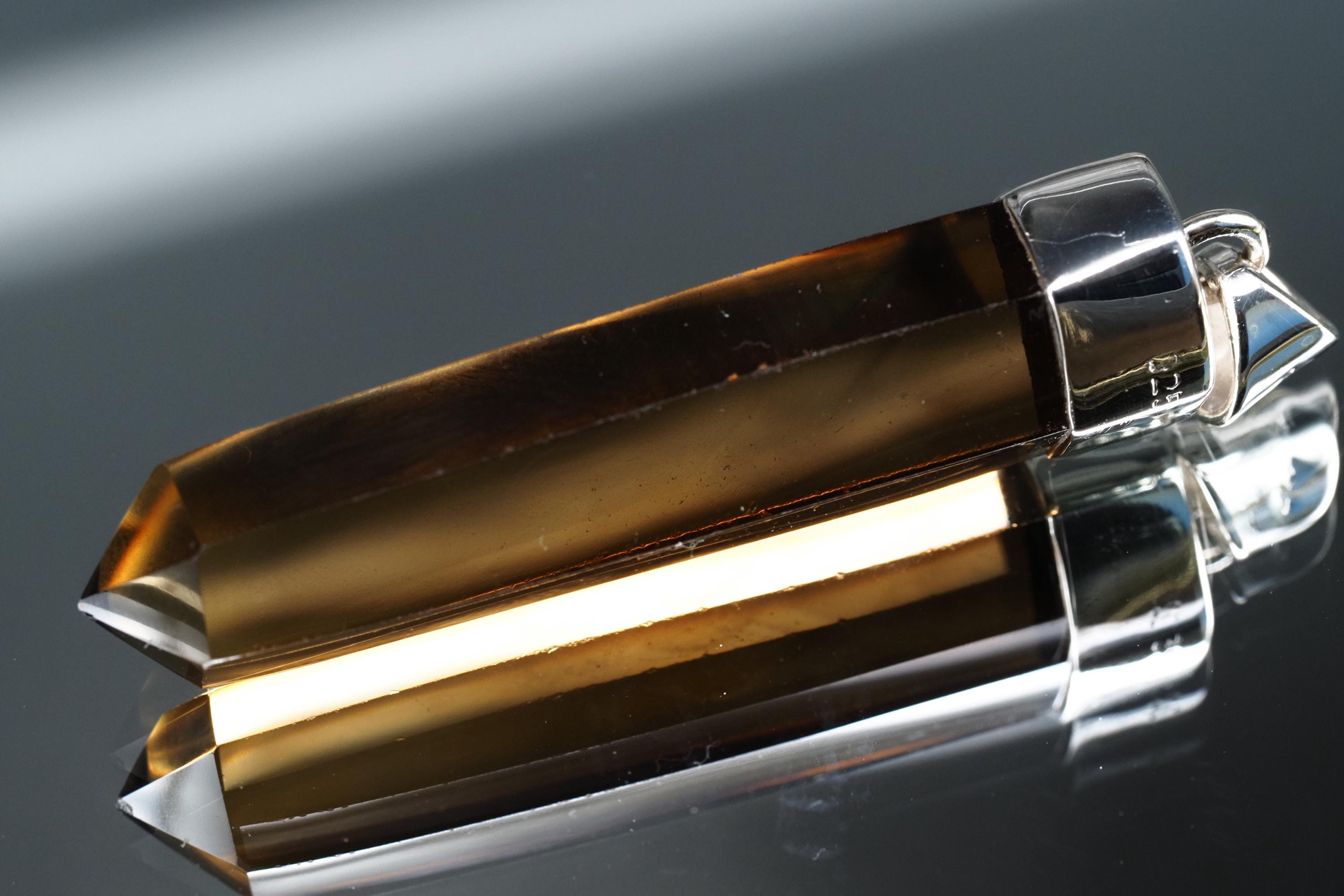 Rauchquarz Sterling Silber Anhänger Länge mit Öse 50mm