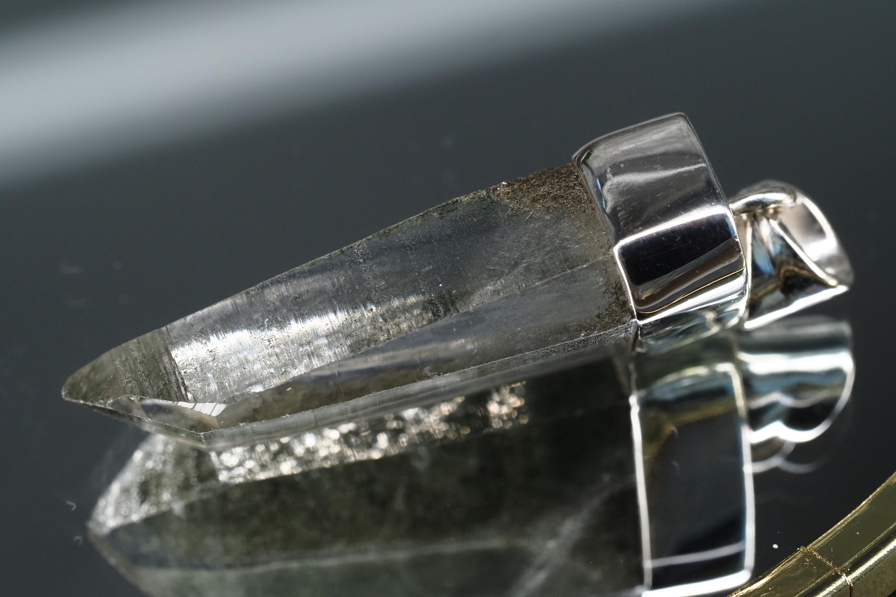 Bergkristall Aktinolith Anhänger Silber Österreich 43mm