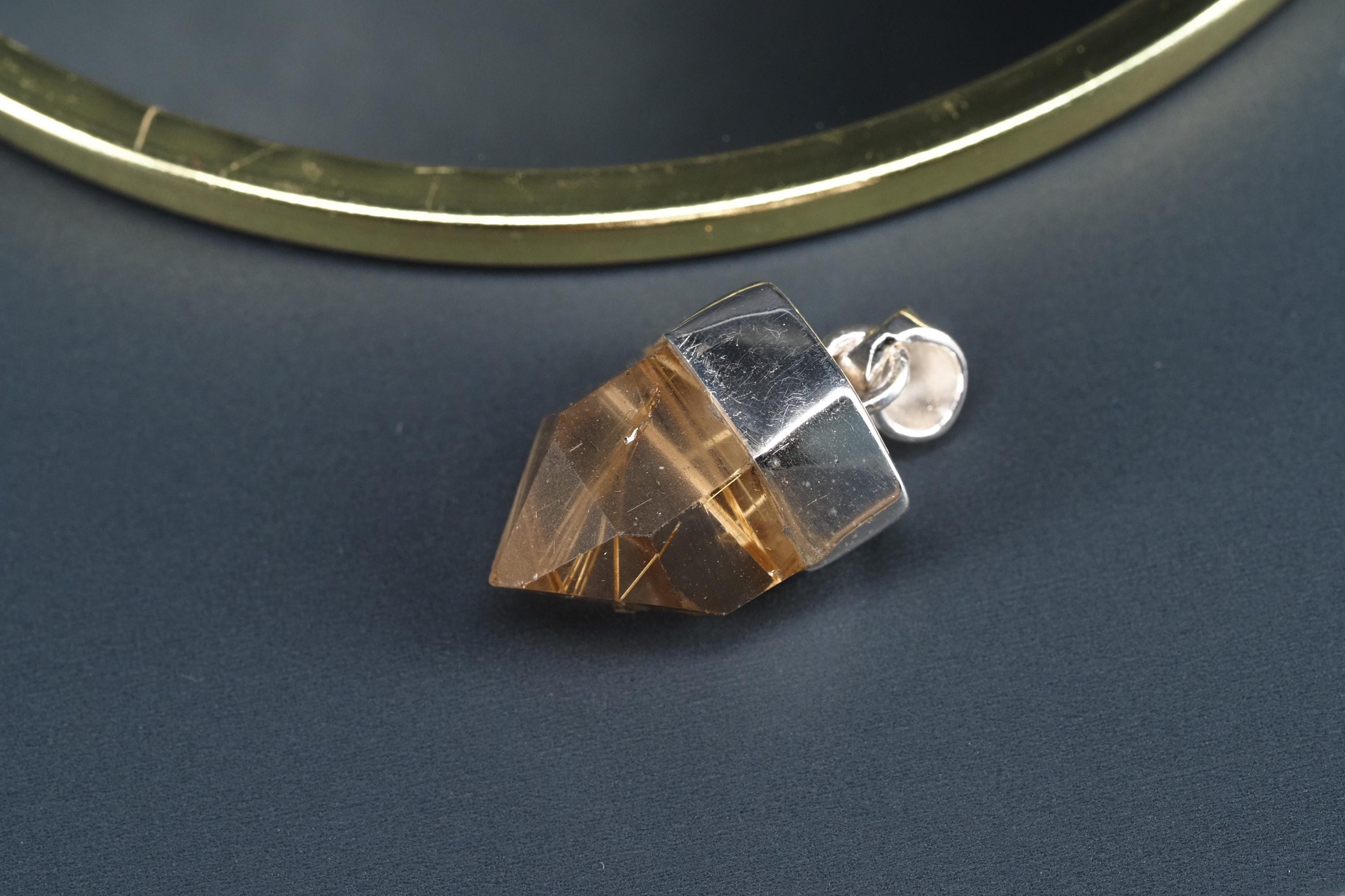 Rutilquarz Anhänger Silber Brasilien Länge mit Öse 27mm