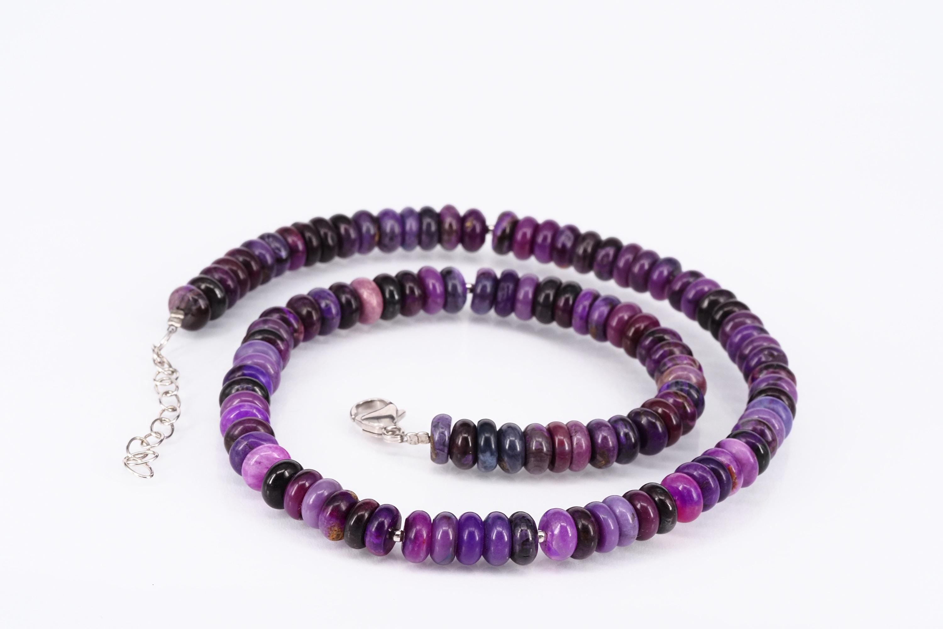 Echte Sugilith Kette - Edelsteinkette mit Sterling Silber